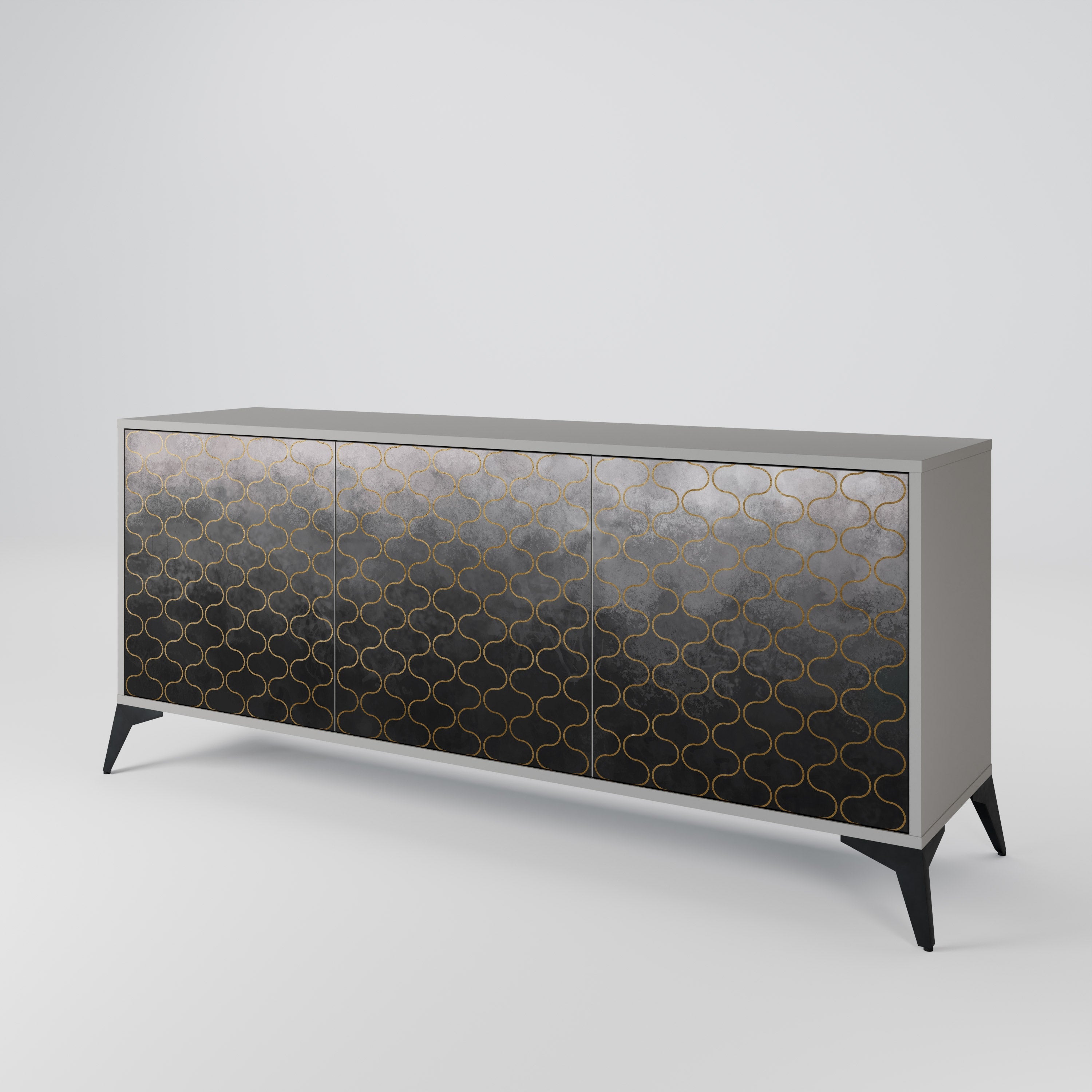 TESSELATED GRAYISH Sideboard mit 3 Türen in Grau