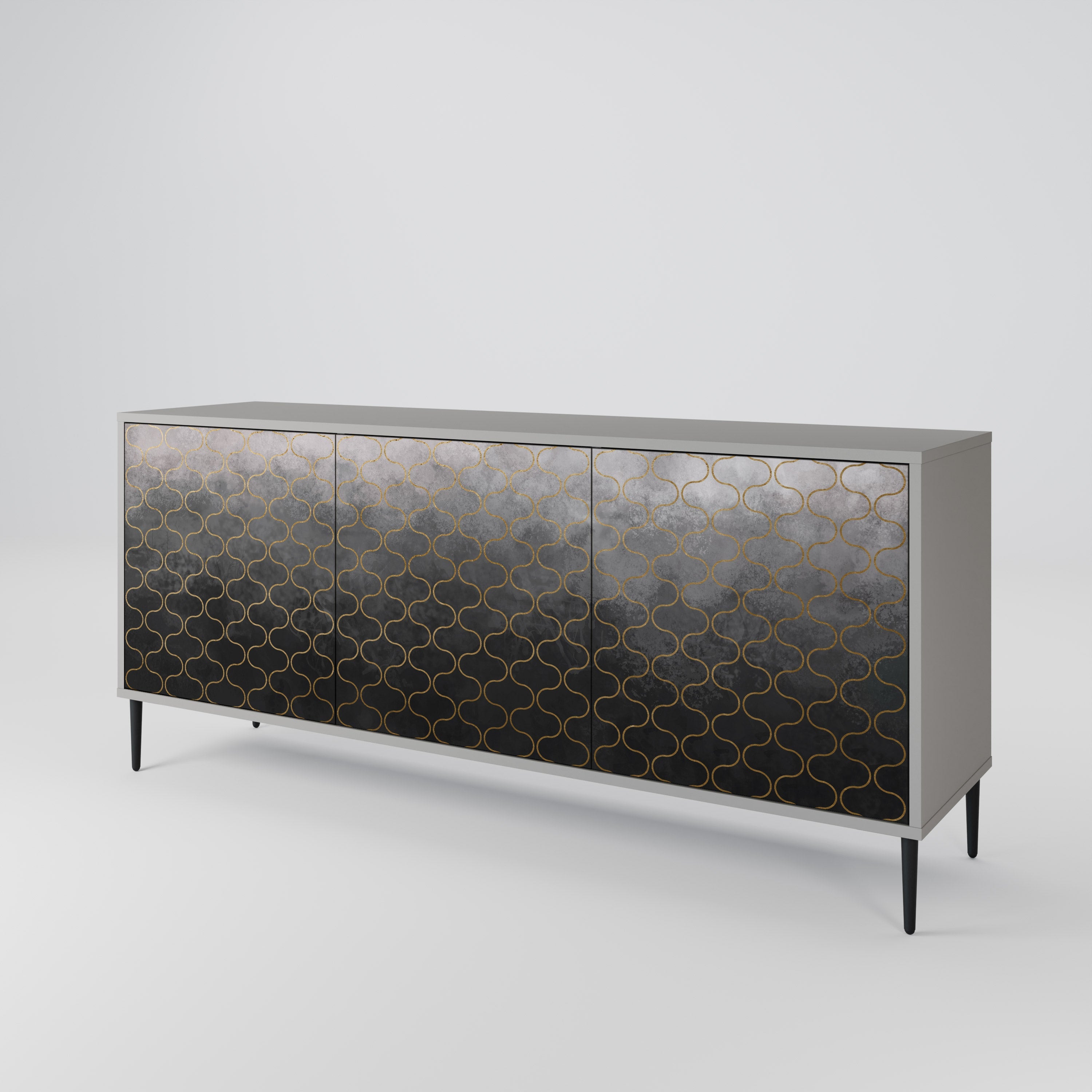 TESSELATED GRAYISH Sideboard mit 3 Türen in Grau