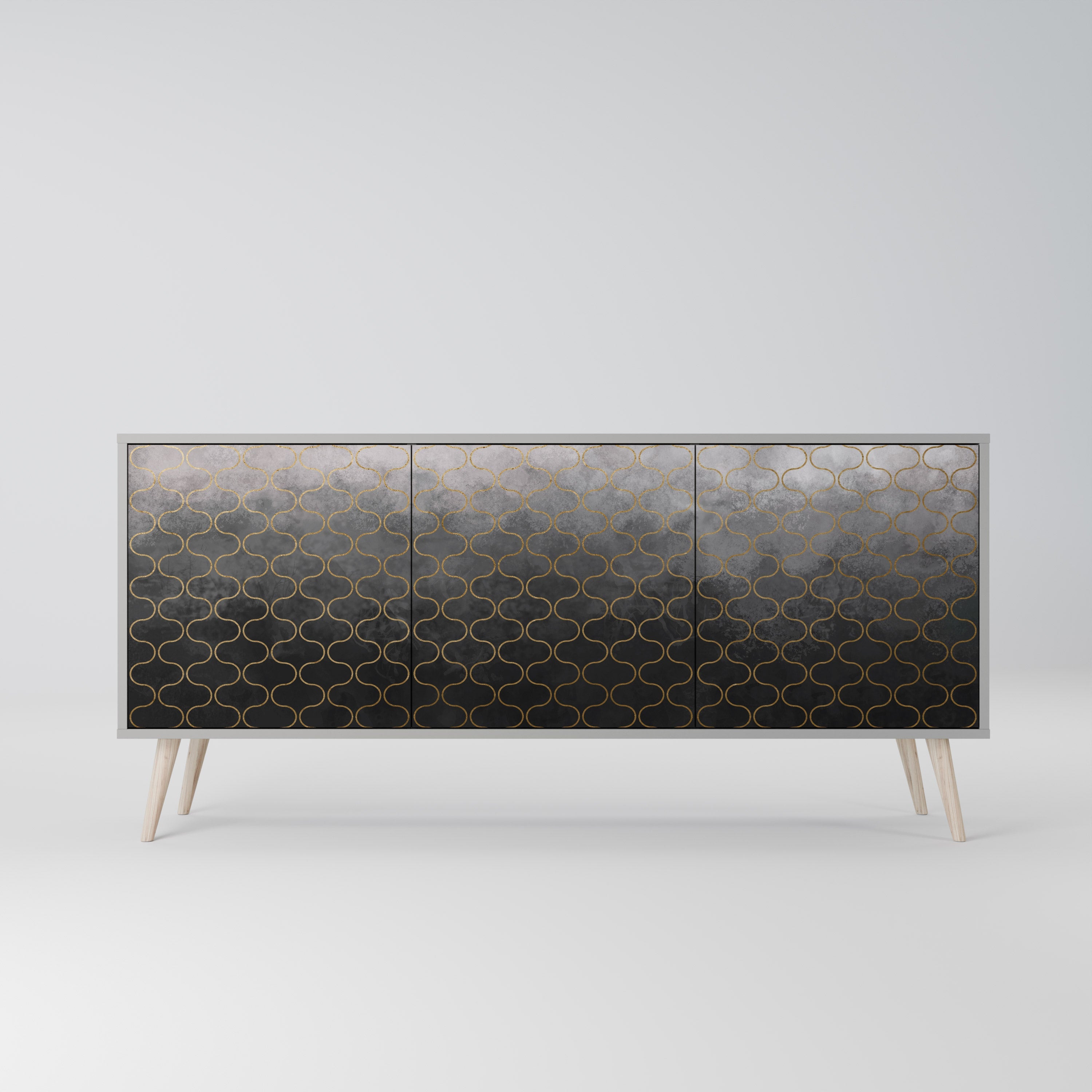 TESSELATED GRAYISH Sideboard mit 3 Türen in Grau