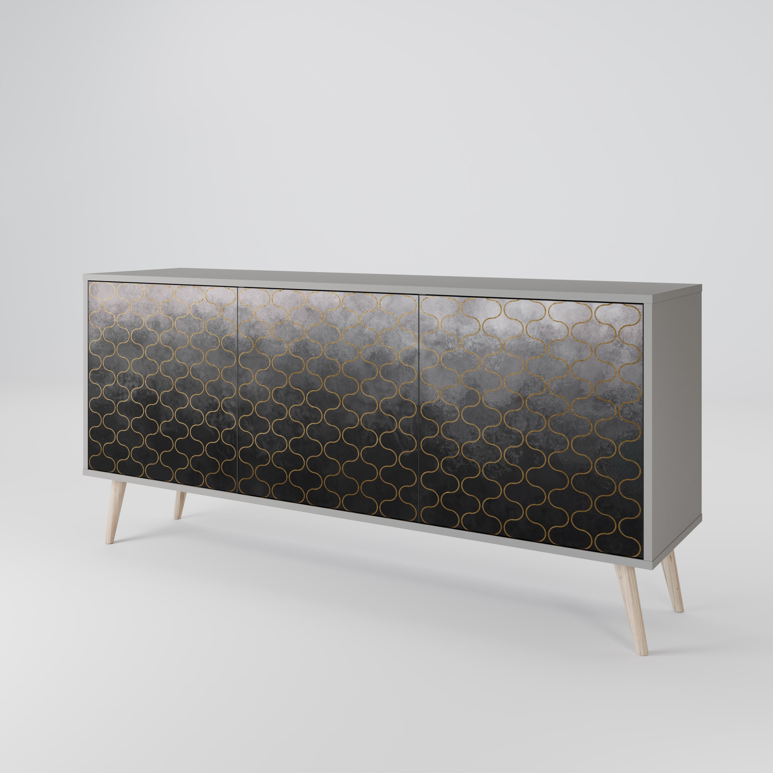 TESSELATED GRAYISH Sideboard mit 3 Türen in Grau