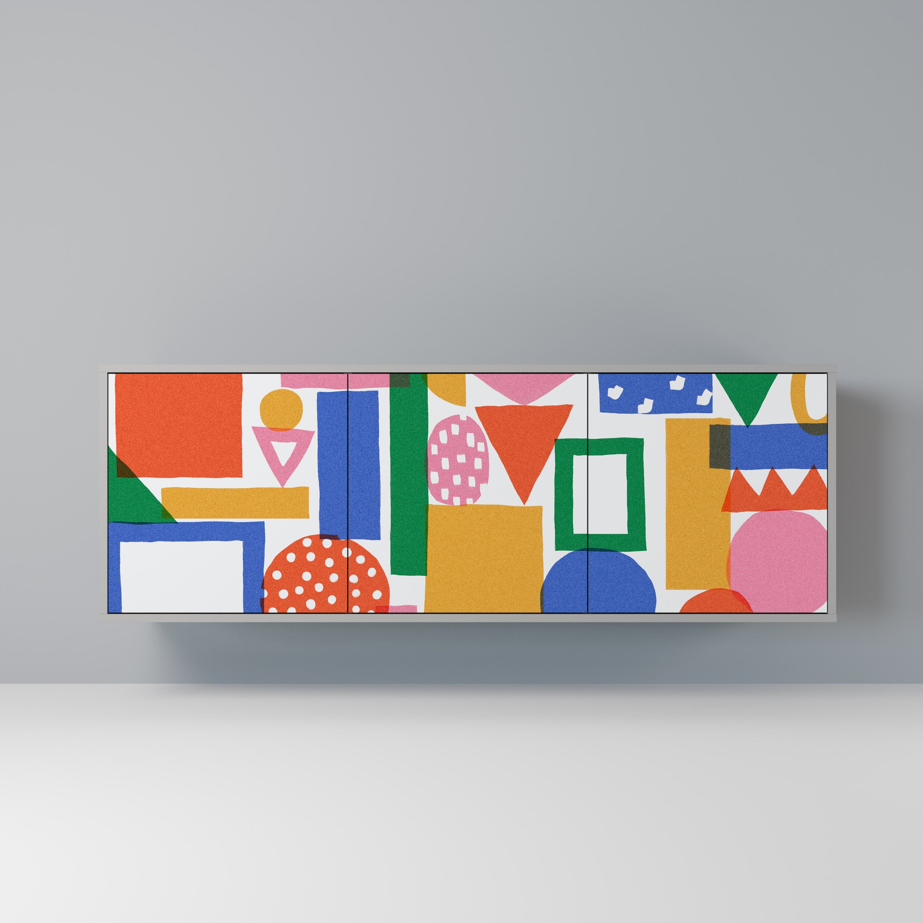 GEOMETRIC GLIMMER Sideboard mit 3 Türen in Grau