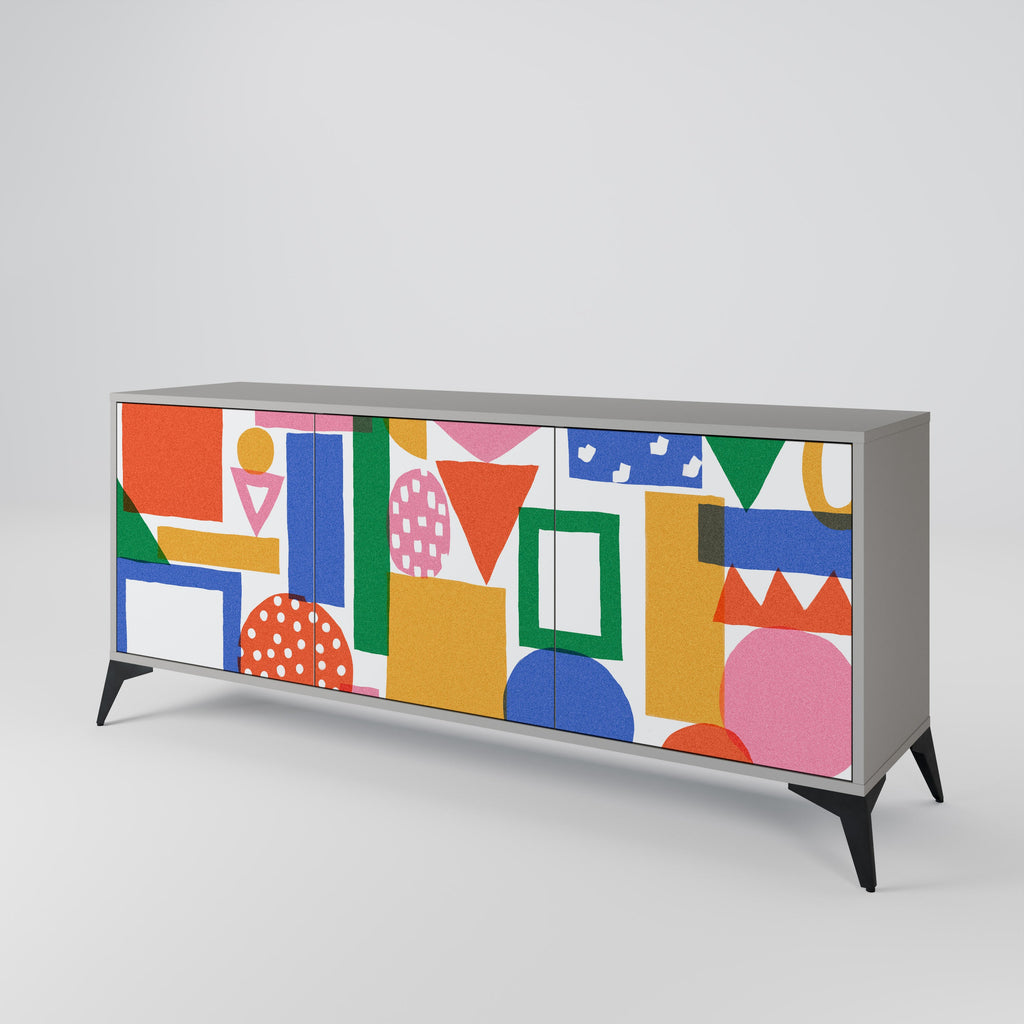 GEOMETRIC GLIMMER Sideboard mit 3 Türen in Grau