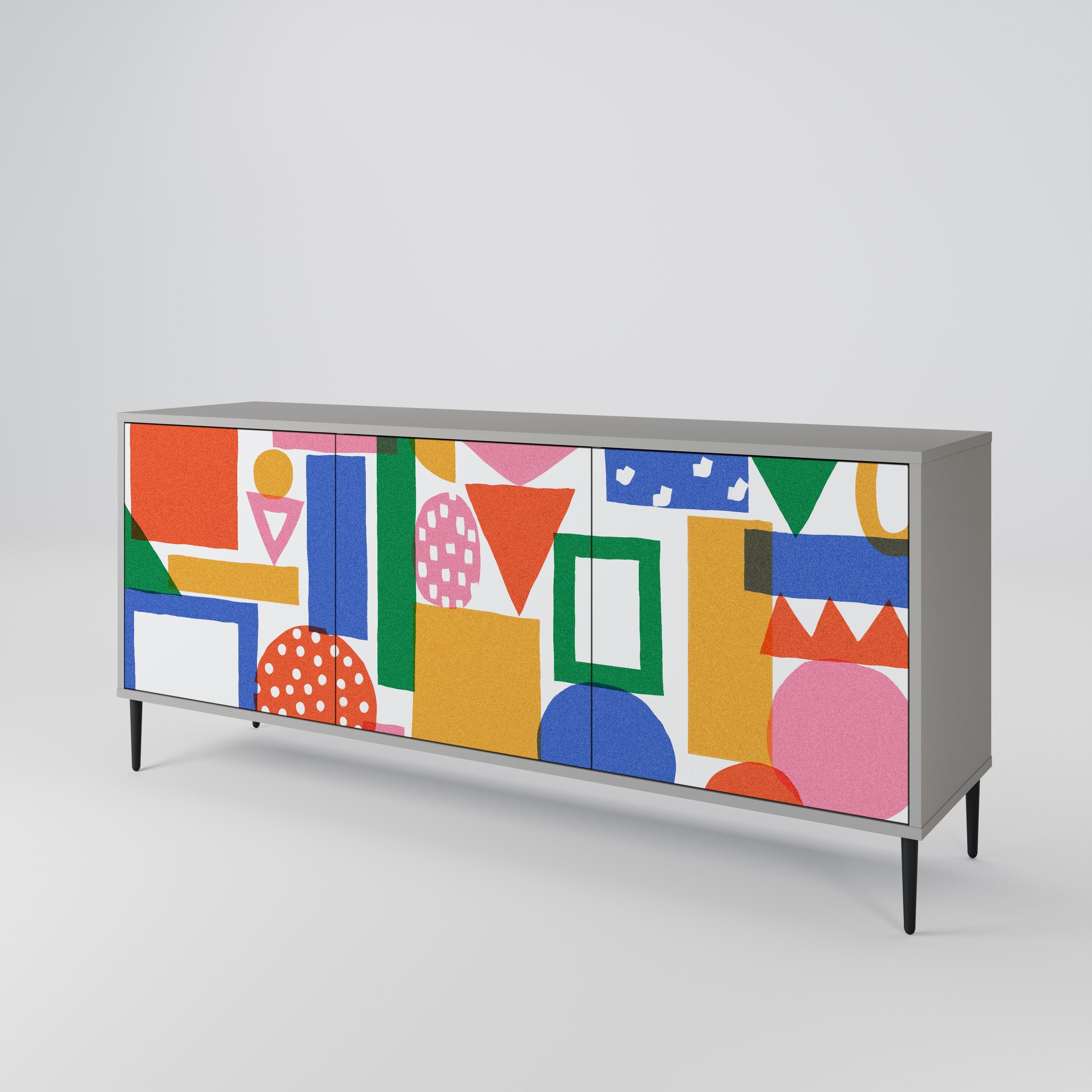 GEOMETRIC GLIMMER Sideboard mit 3 Türen in Grau