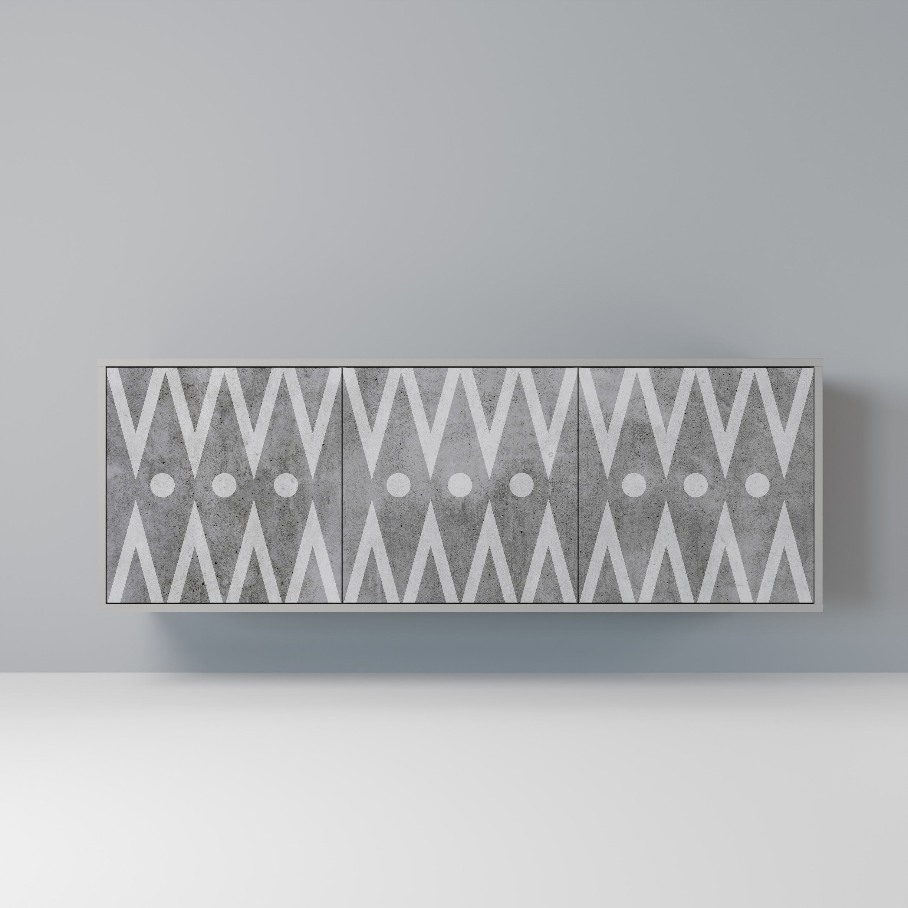 SHARP EDGES Sideboard mit 3 Türen in Grau