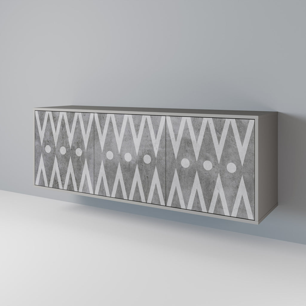 SHARP EDGES Sideboard mit 3 Türen in Grau