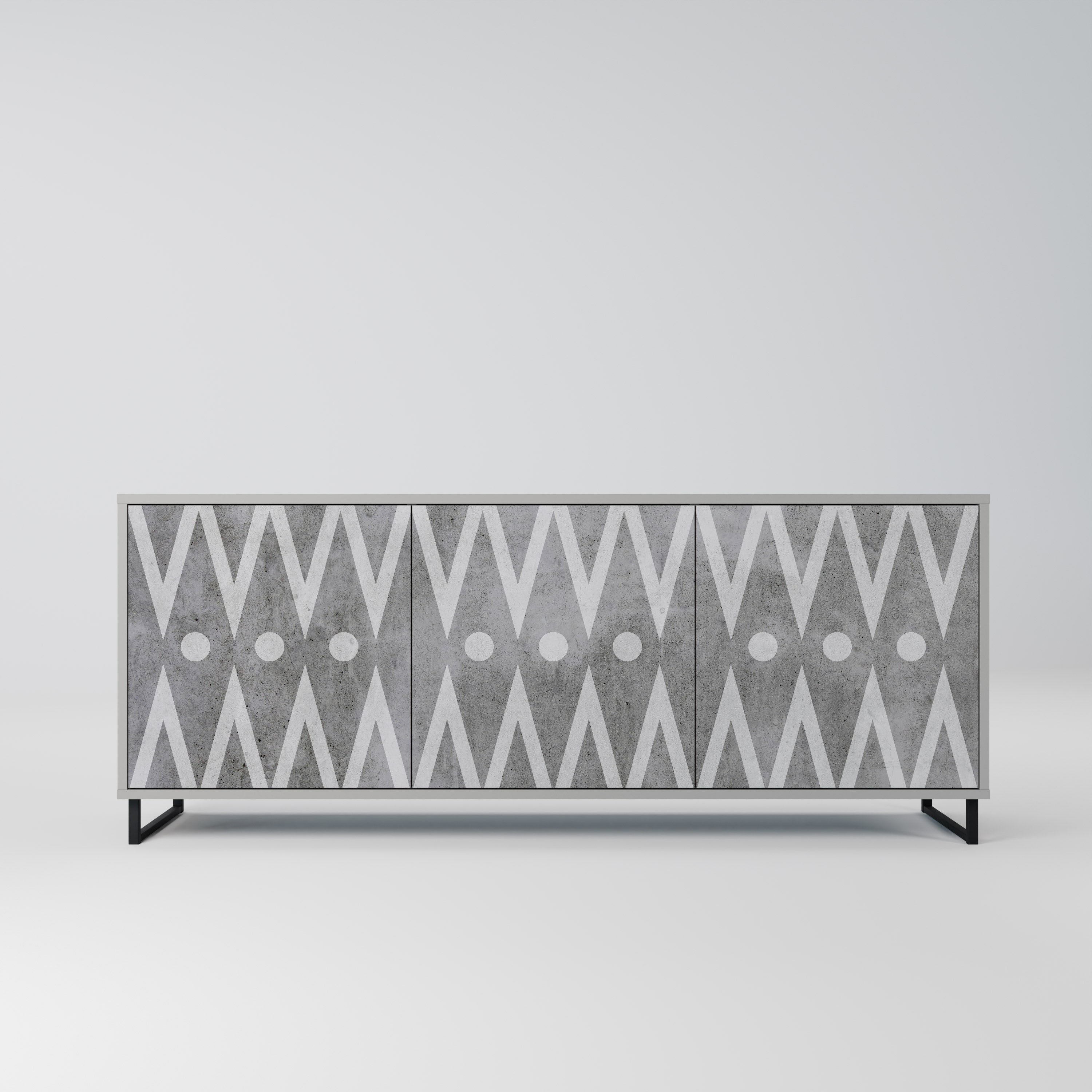 SHARP EDGES Sideboard mit 3 Türen in Grau