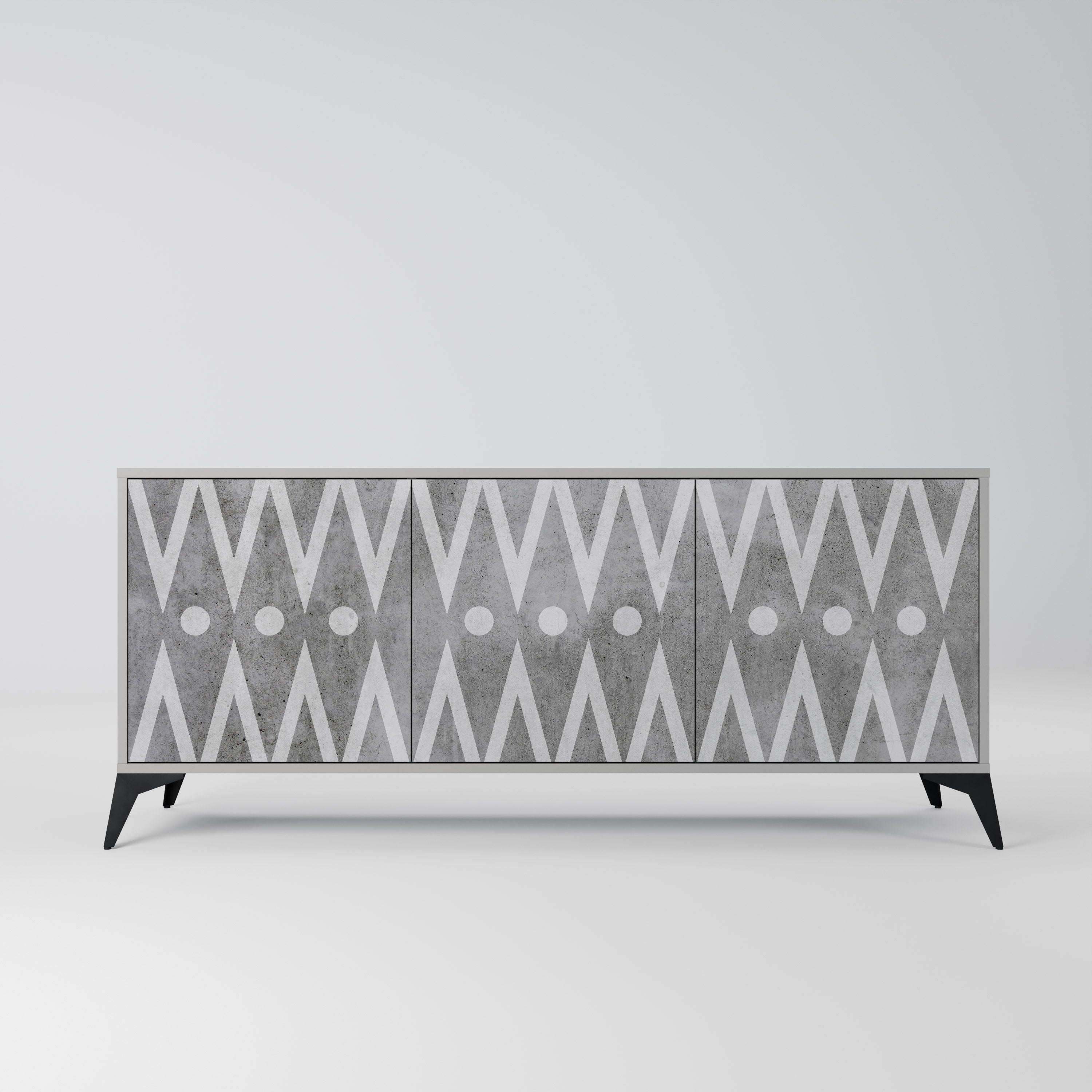 SHARP EDGES Sideboard mit 3 Türen in Grau