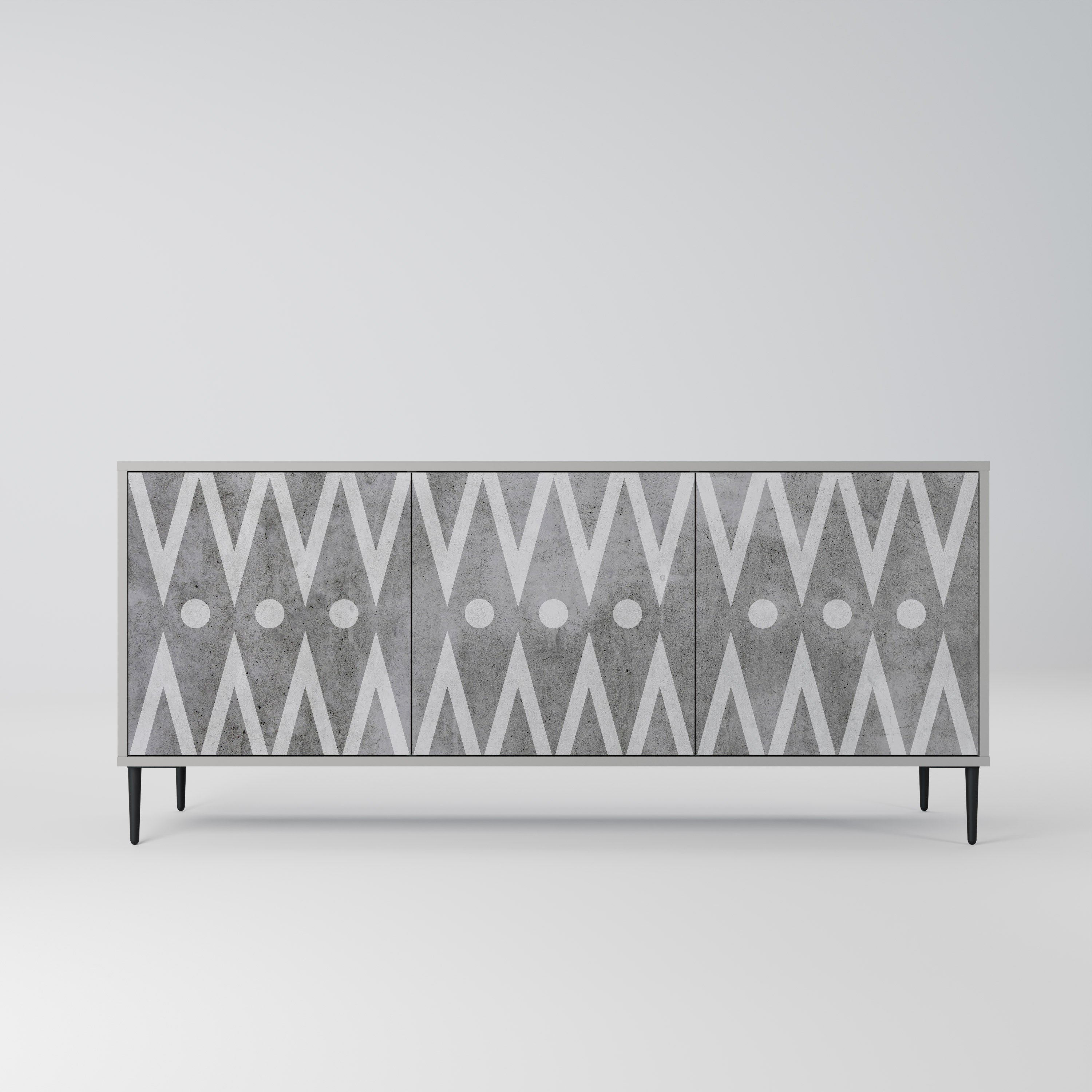 SHARP EDGES Sideboard mit 3 Türen in Grau