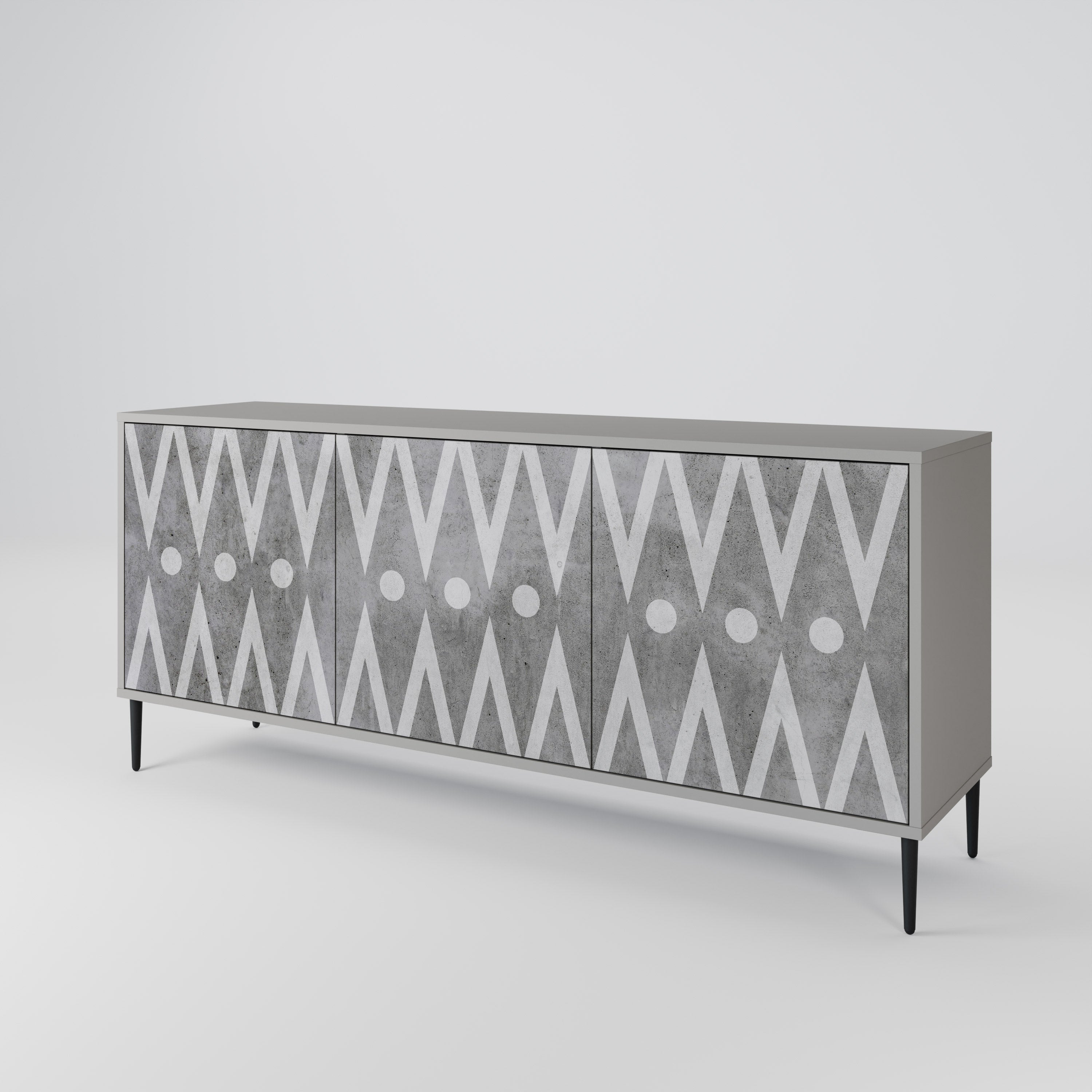 SHARP EDGES Sideboard mit 3 Türen in Grau