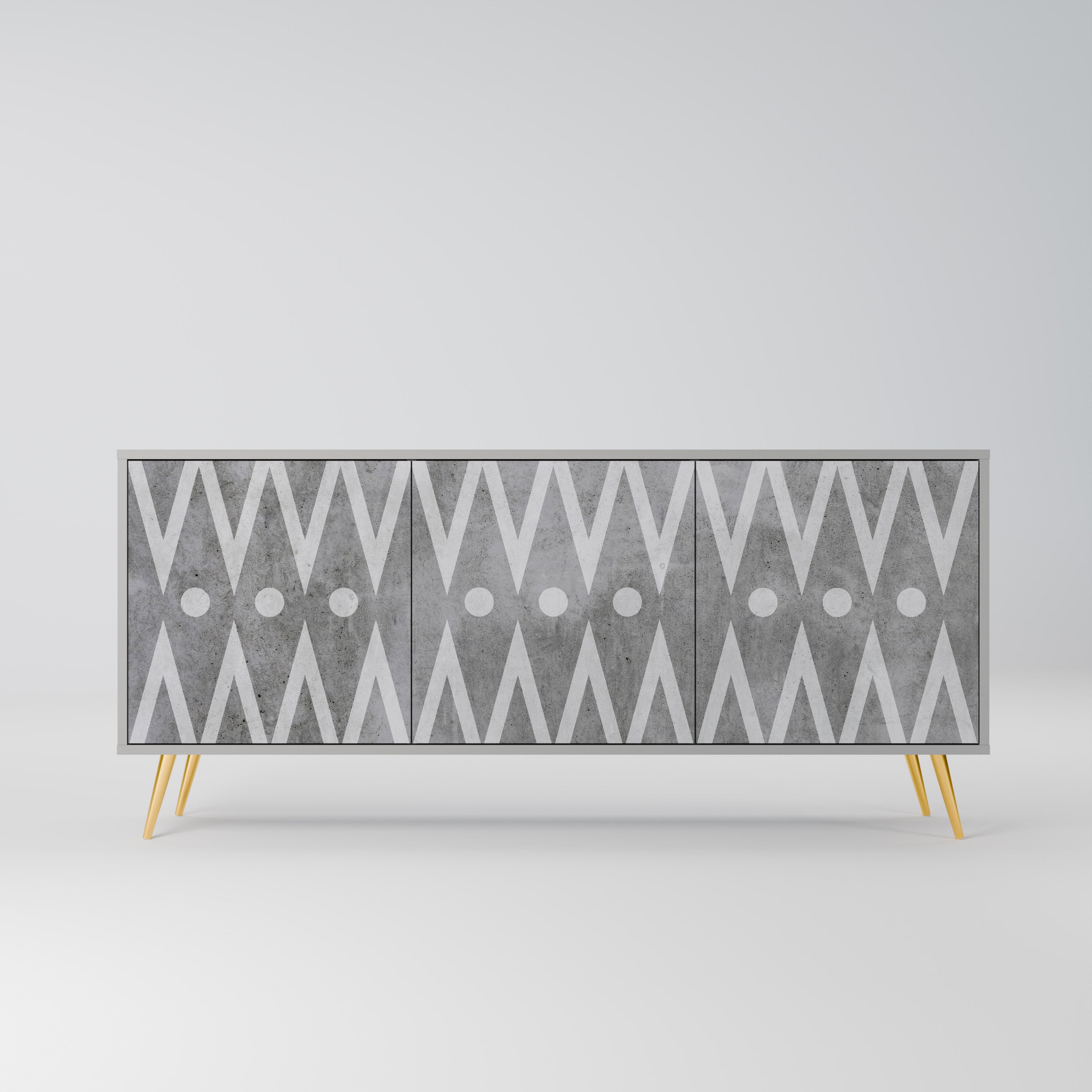 SHARP EDGES Sideboard mit 3 Türen in Grau