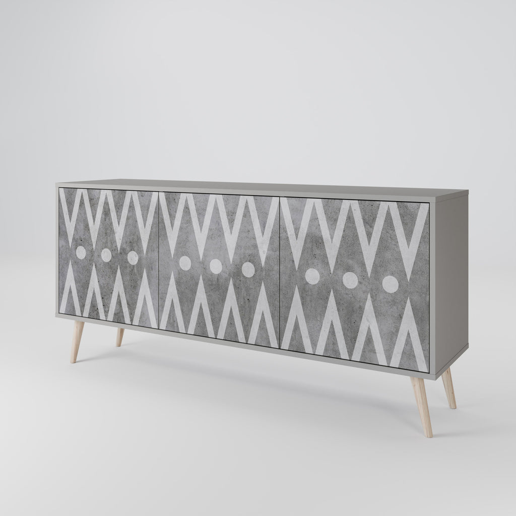 SHARP EDGES Sideboard mit 3 Türen in Grau