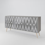 SHARP EDGES Sideboard mit 3 Türen in Grau