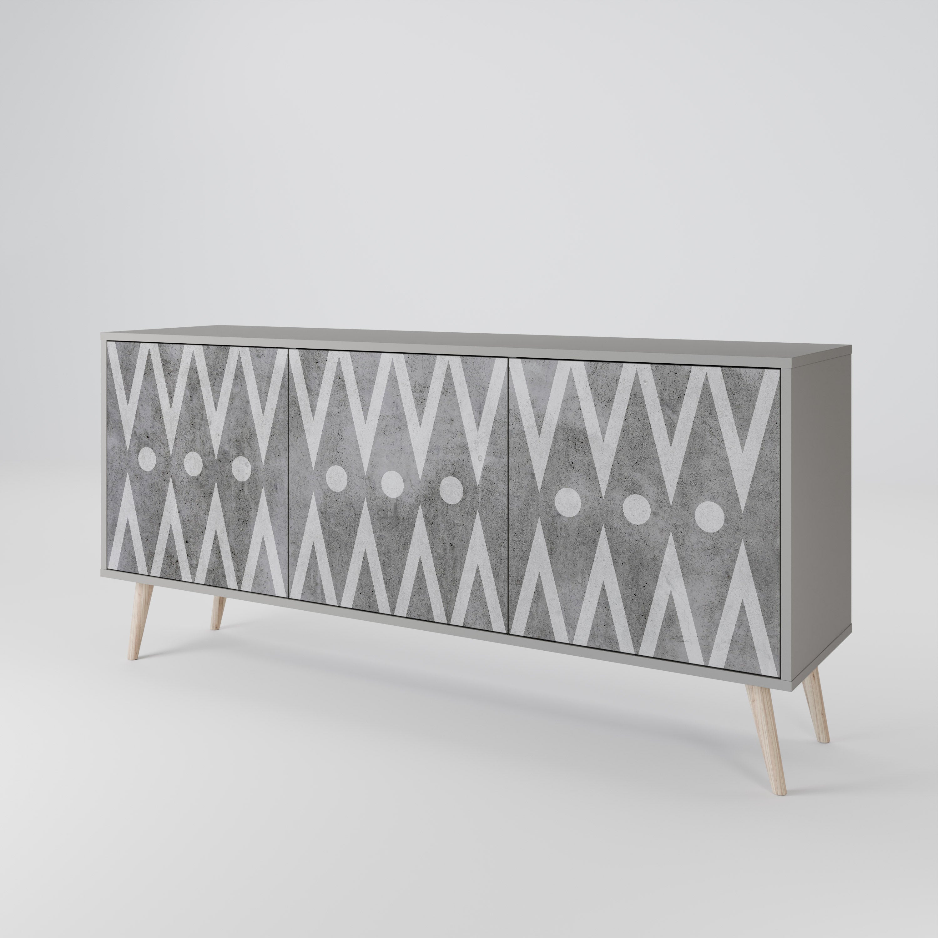 SHARP EDGES Sideboard mit 3 Türen in Grau