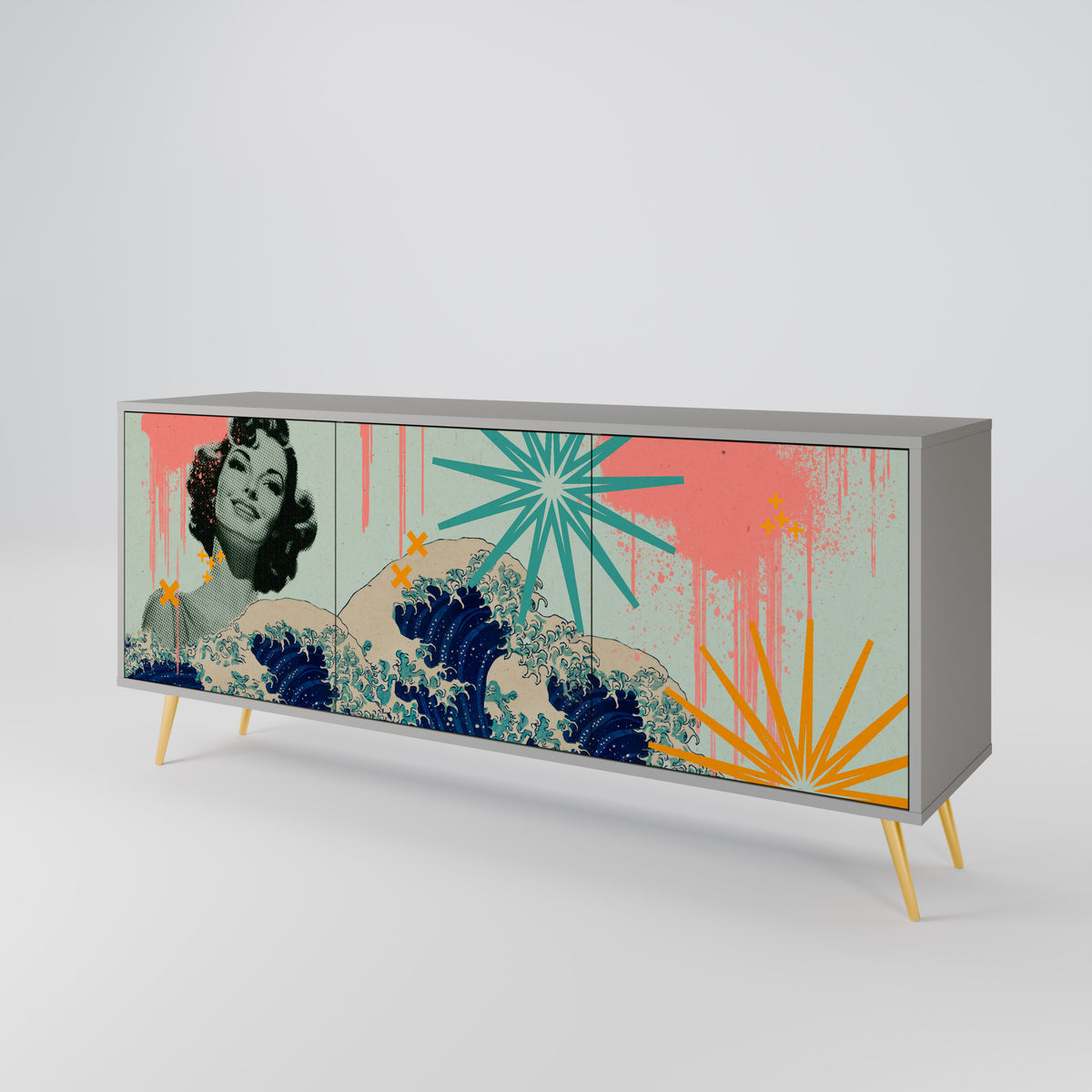 KANAGAWA BEAUTY 3-Door Sideboard