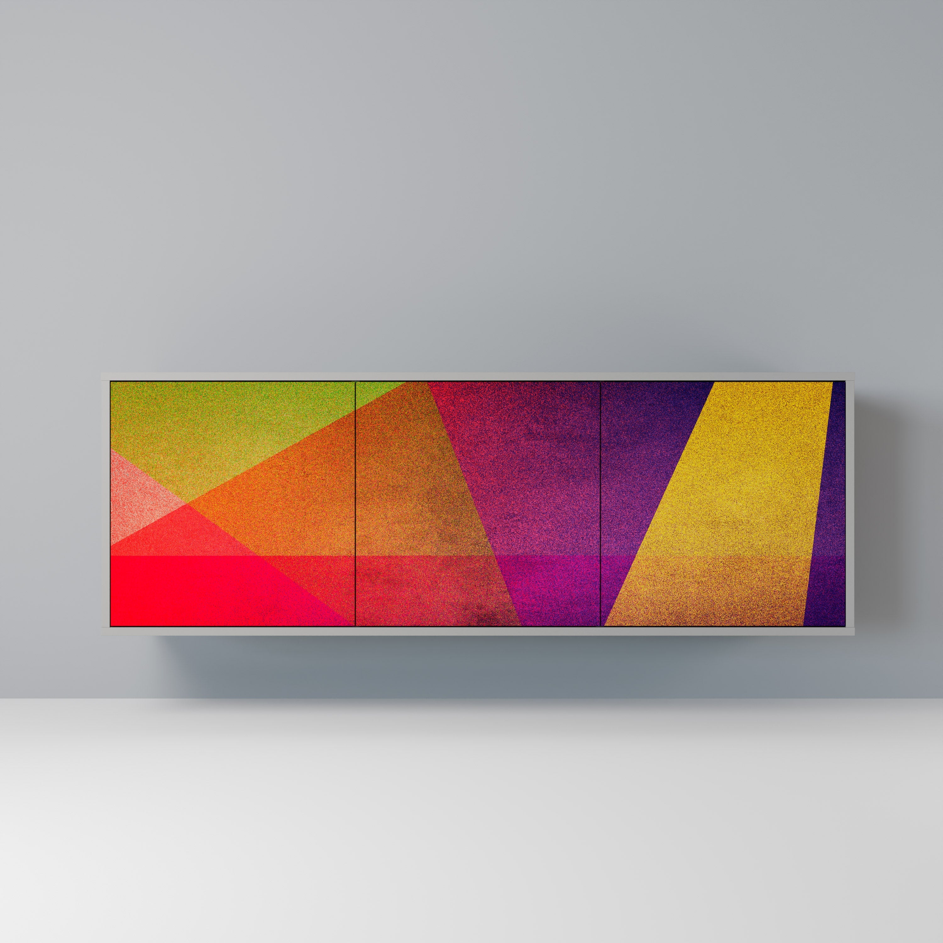 VIVID GEOMETRY Sideboard mit 3 Türen in Grau