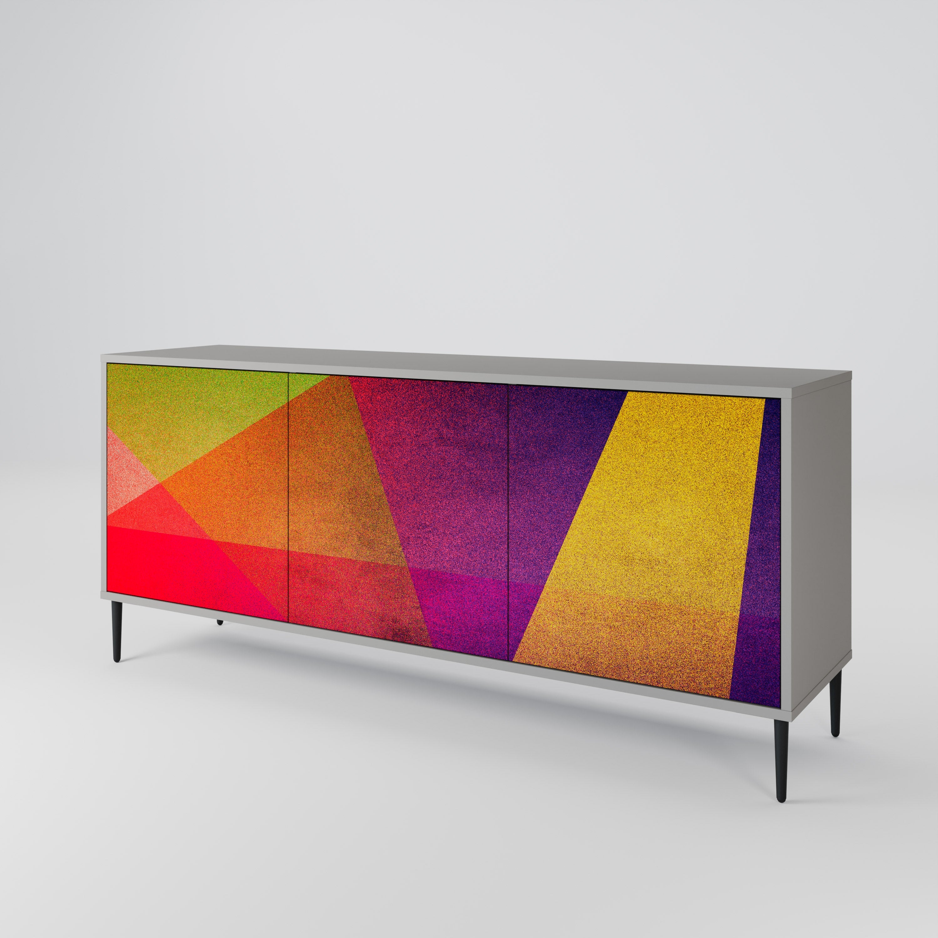 VIVID GEOMETRY Sideboard mit 3 Türen in Grau