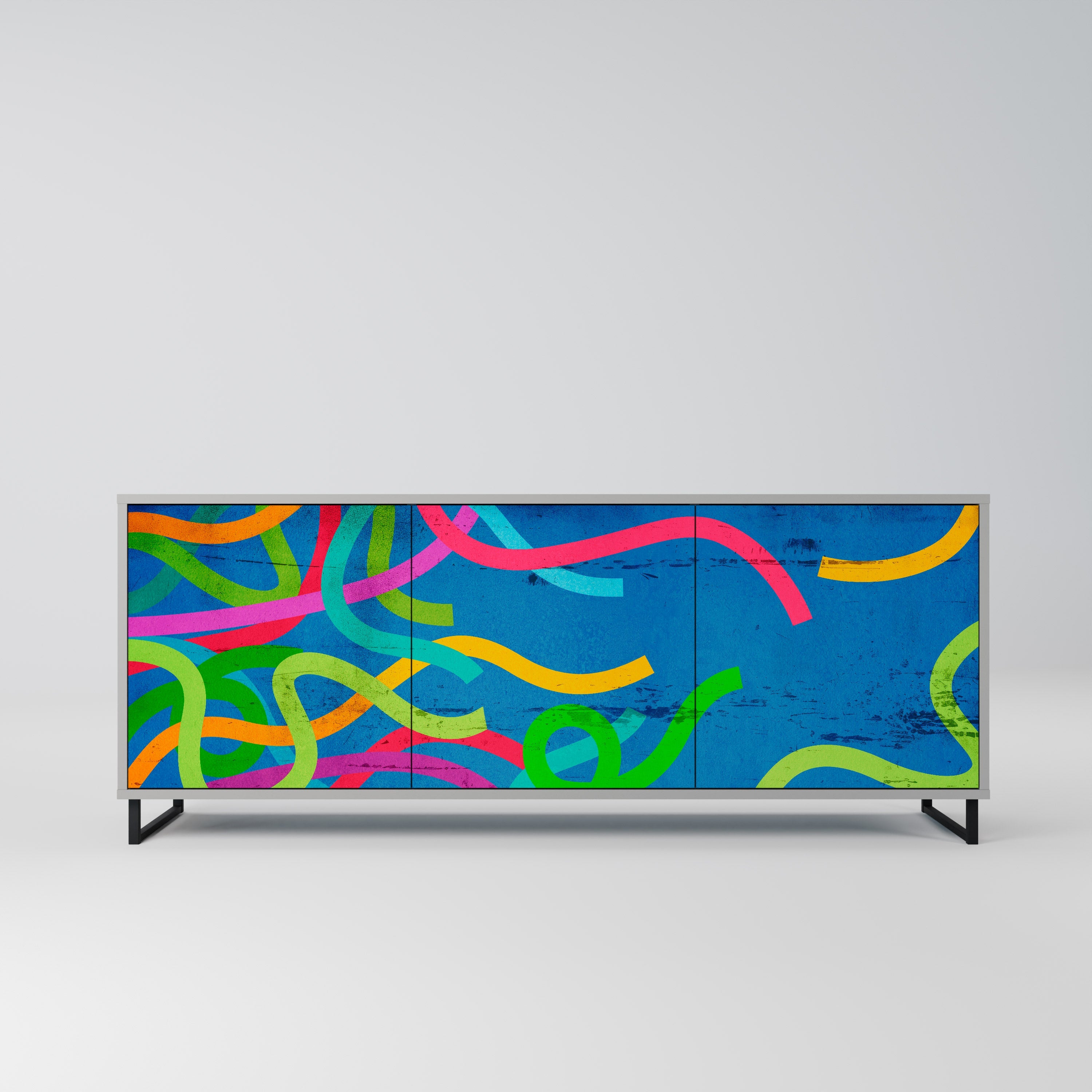 STREAMER TANGLE Sideboard mit 3 Türen in Grau