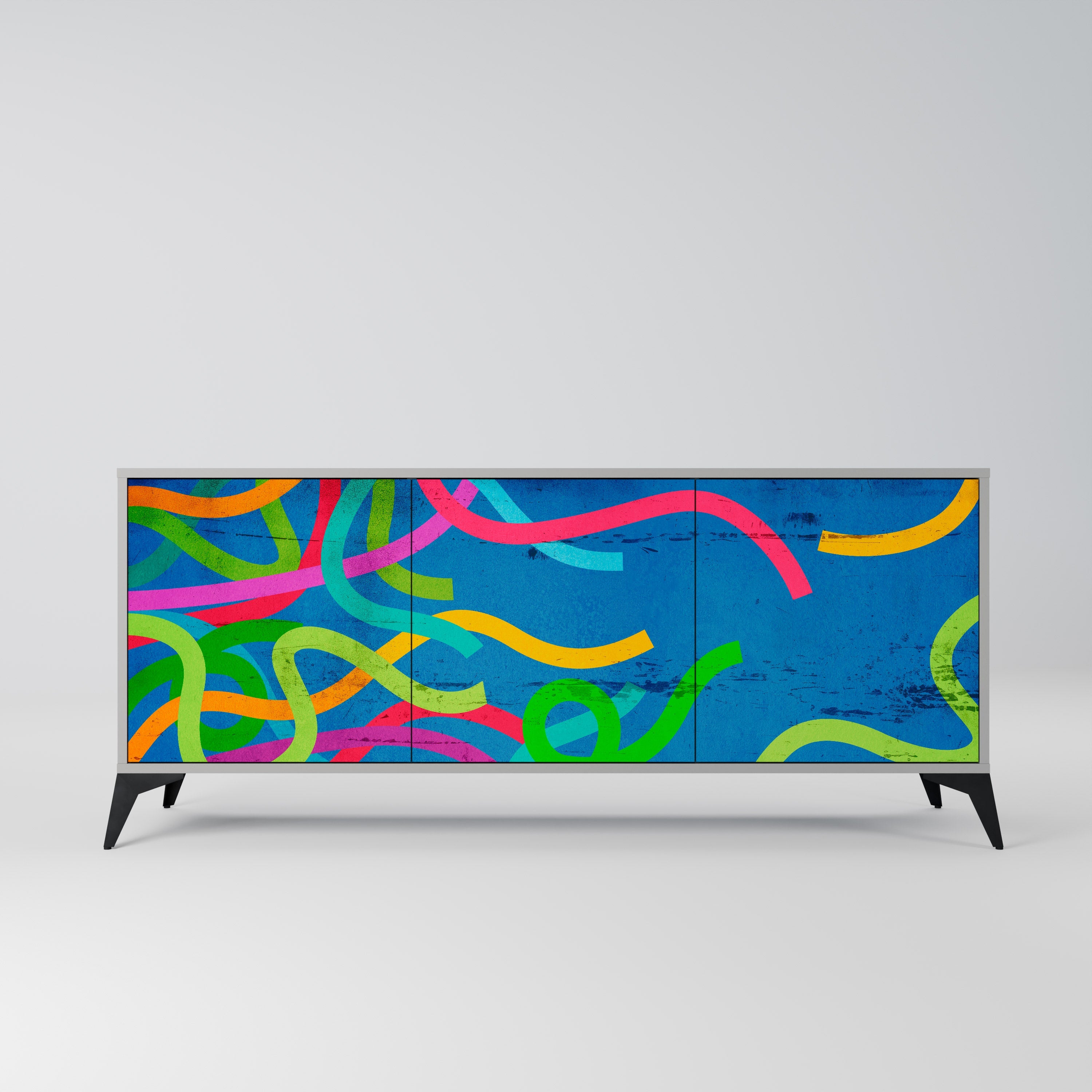 STREAMER TANGLE Sideboard mit 3 Türen in Grau