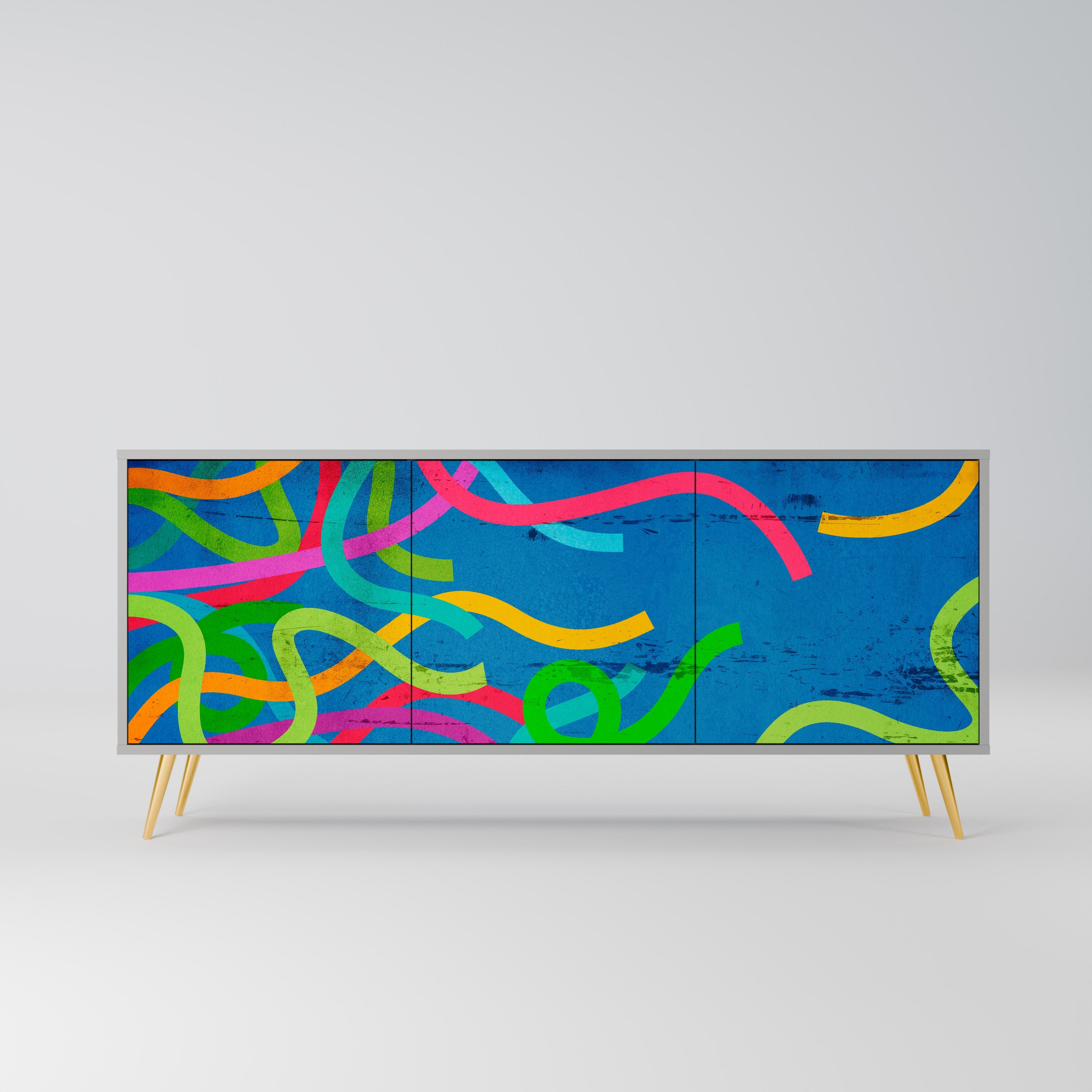 STREAMER TANGLE Sideboard mit 3 Türen in Grau