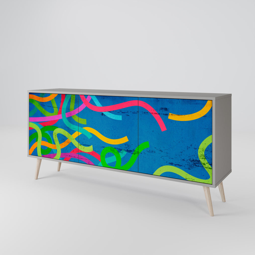 STREAMER TANGLE Sideboard mit 3 Türen in Grau
