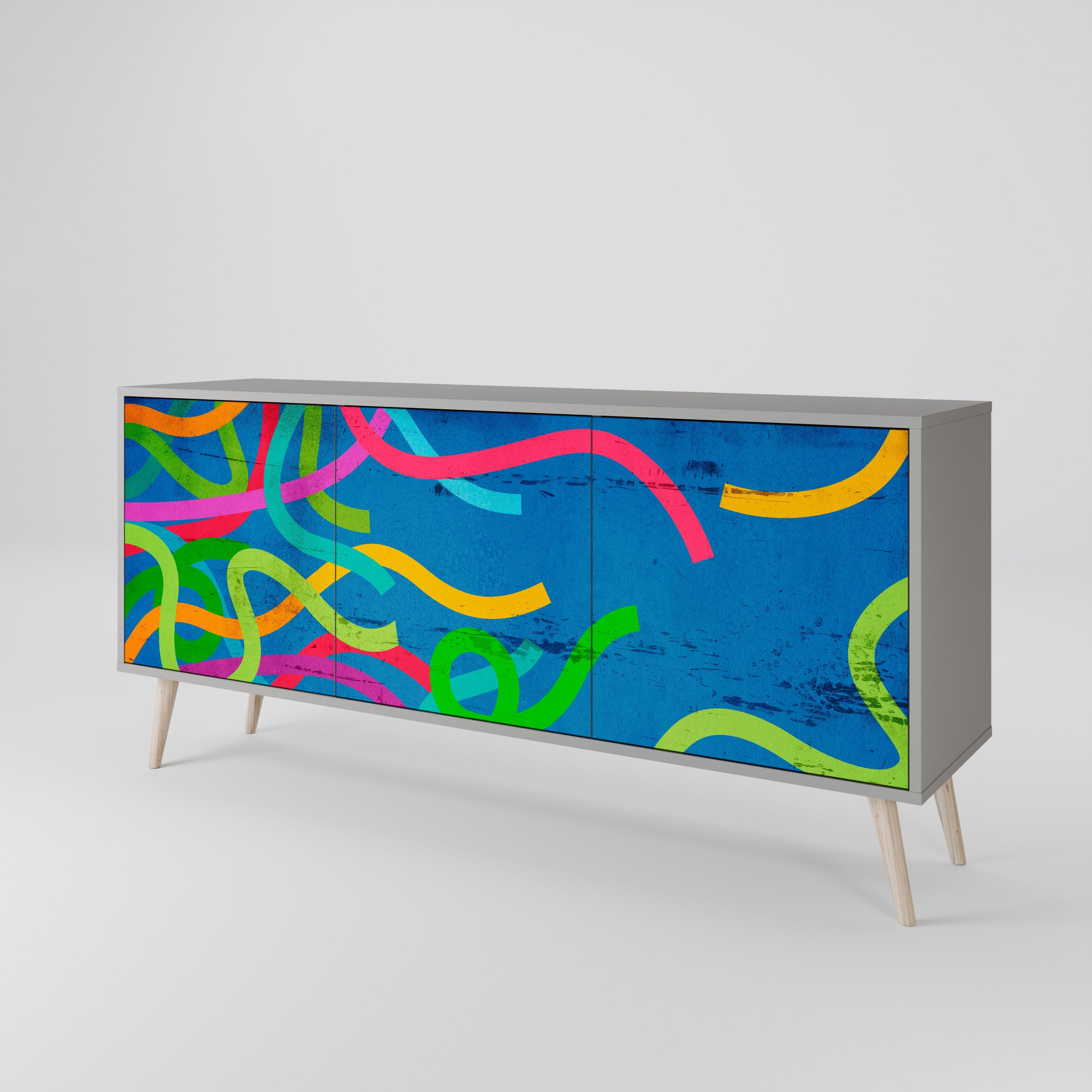 STREAMER TANGLE Sideboard mit 3 Türen in Grau