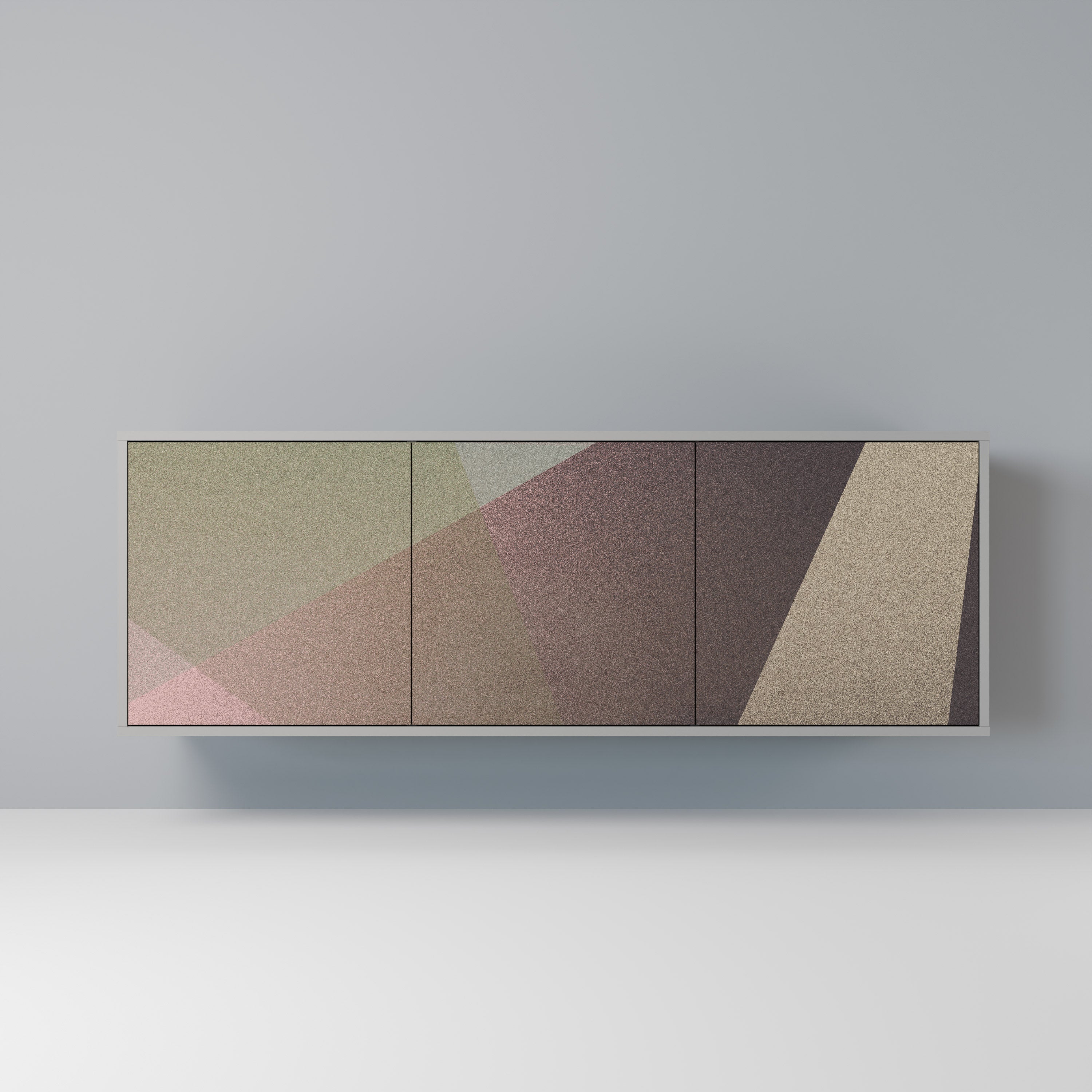 BEIGE GEOMETRY Sideboard mit 3 Türen in Grau