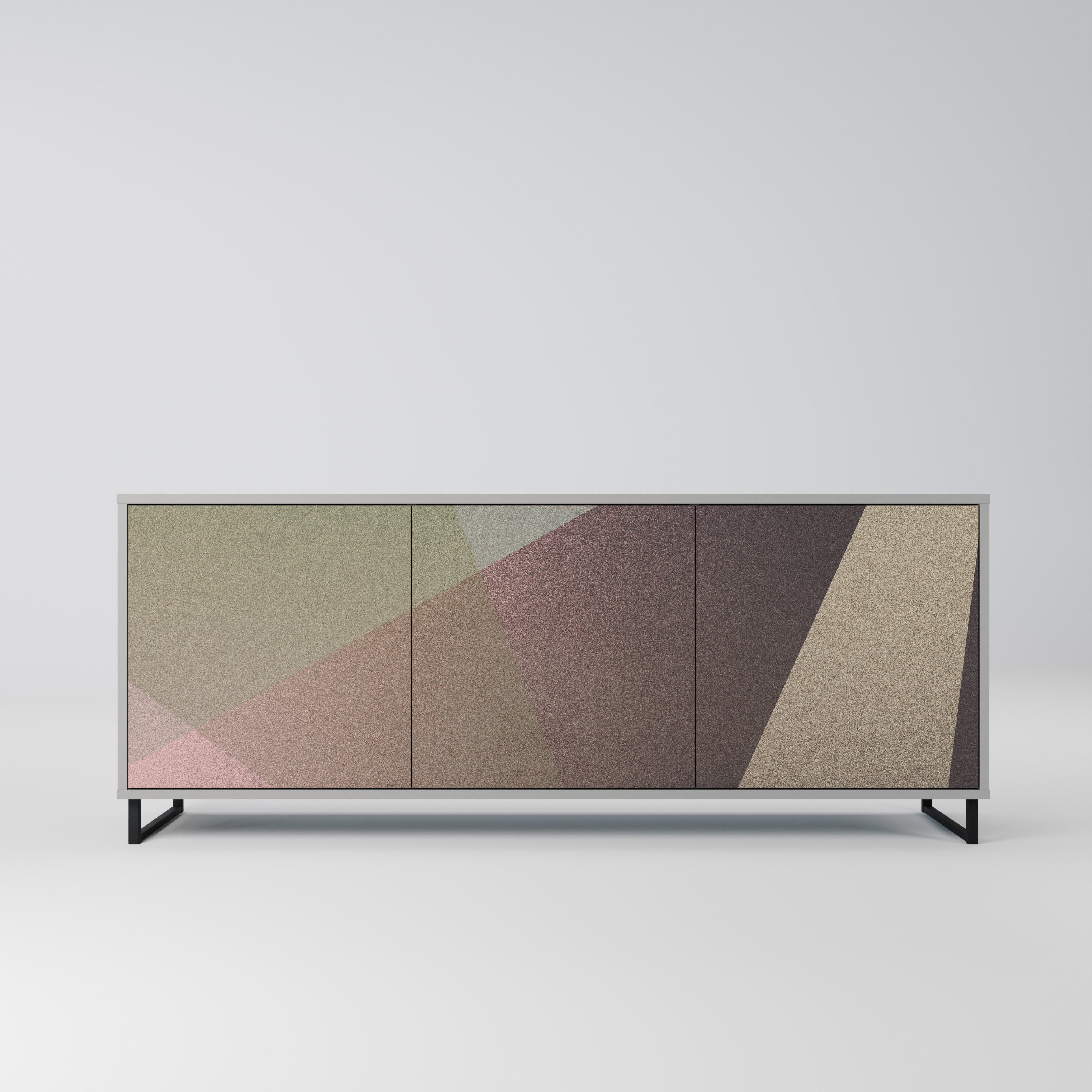 BEIGE GEOMETRY Sideboard mit 3 Türen in Grau