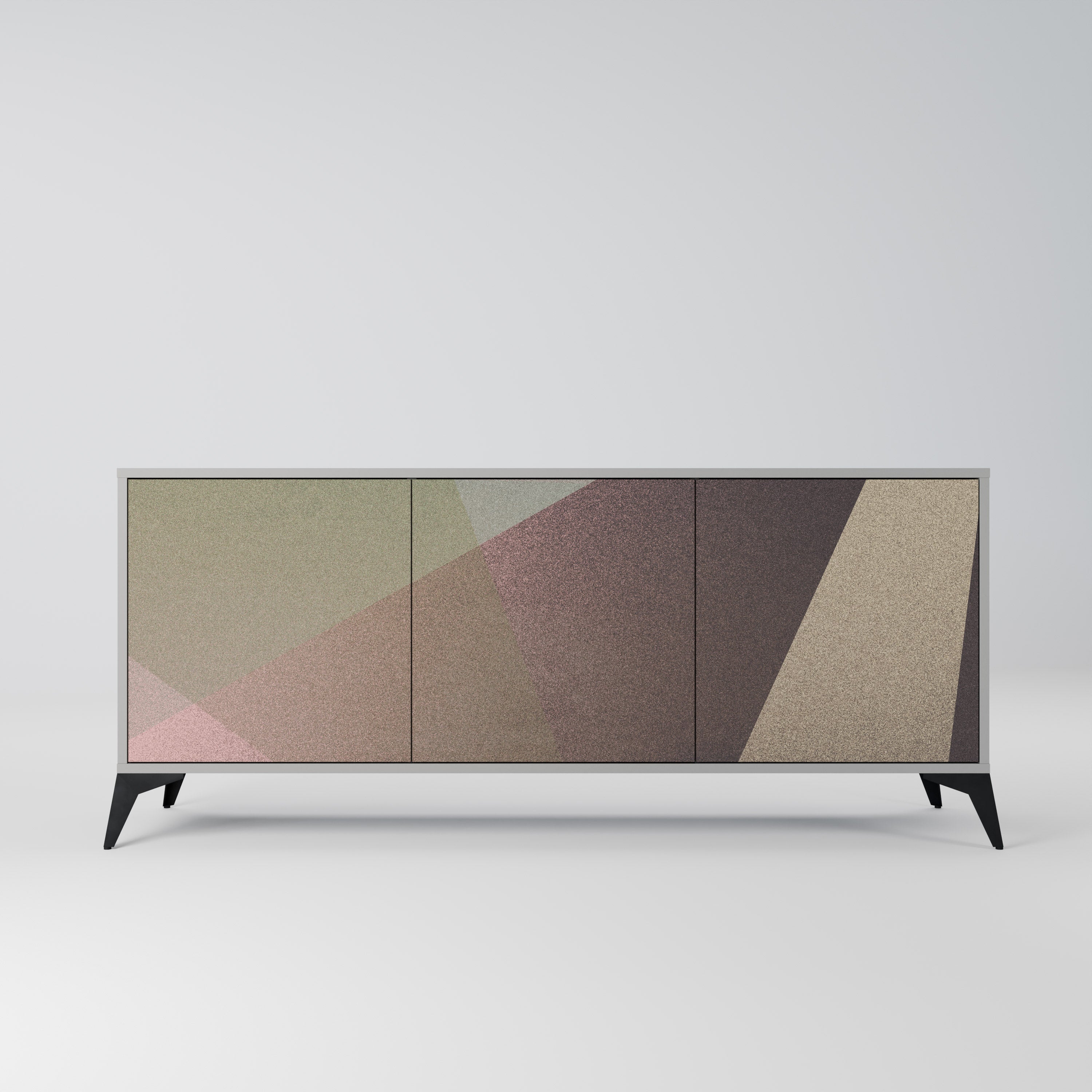 BEIGE GEOMETRY Sideboard mit 3 Türen in Grau