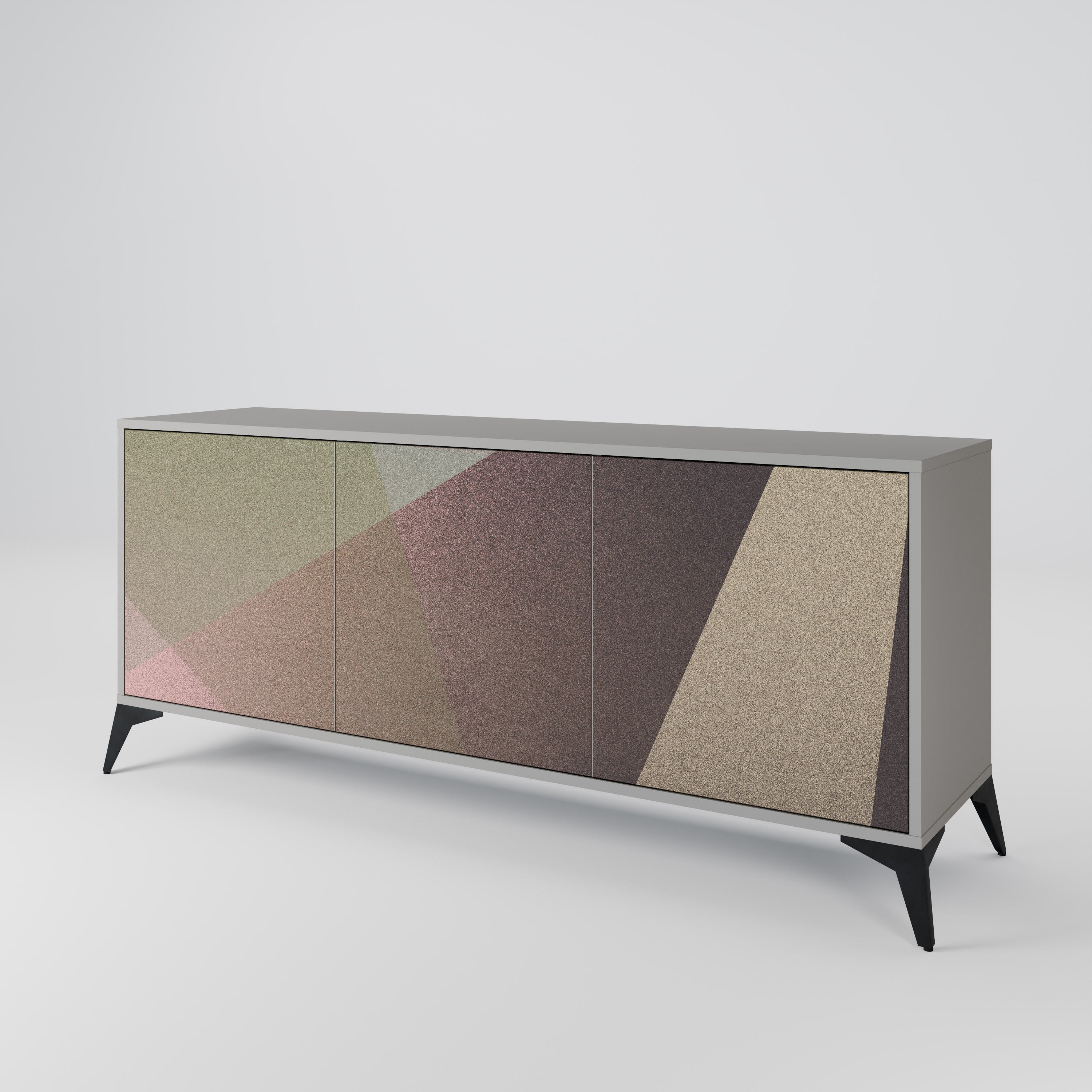BEIGE GEOMETRY Sideboard mit 3 Türen in Grau