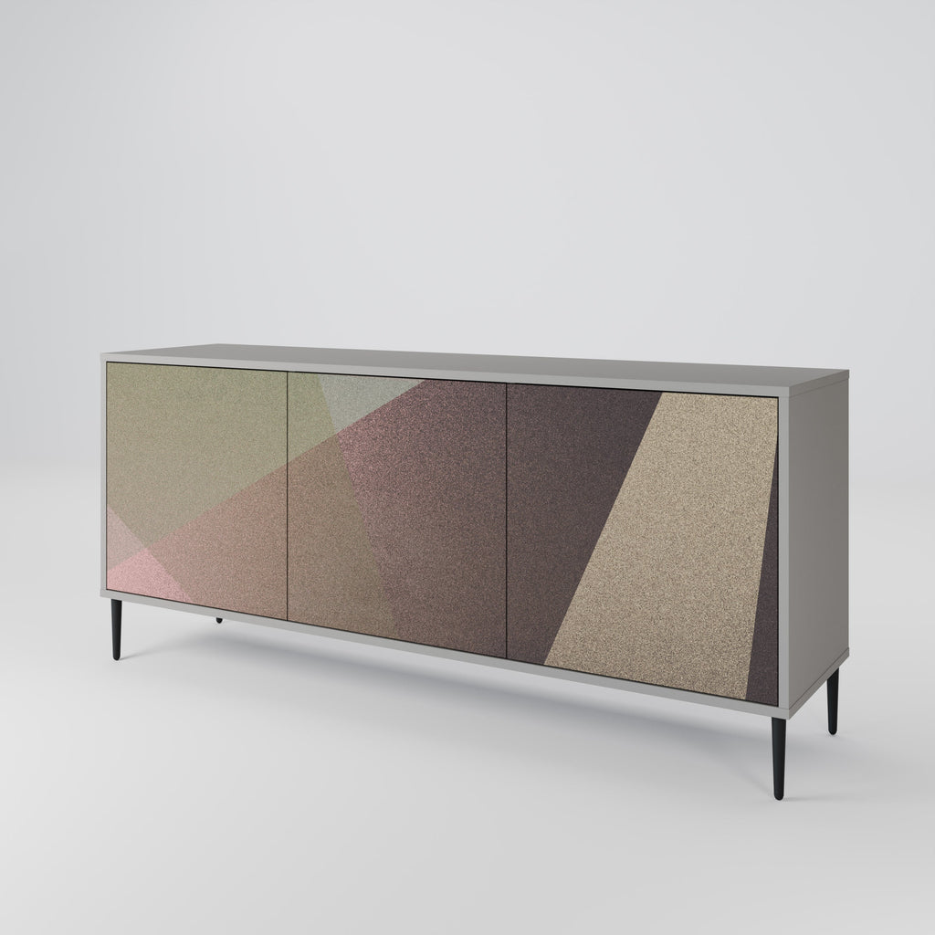 BEIGE GEOMETRY Sideboard mit 3 Türen in Grau