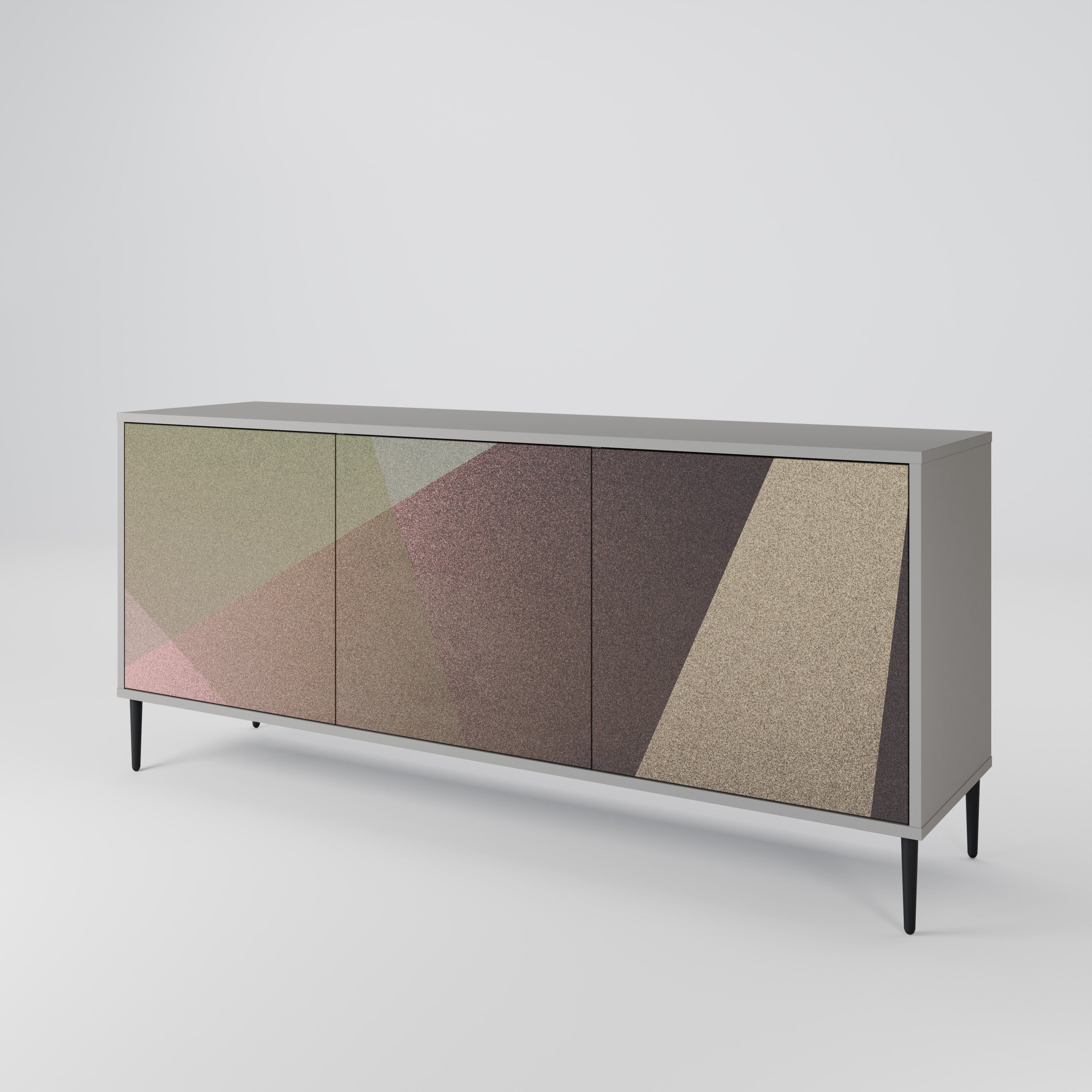 BEIGE GEOMETRY Sideboard mit 3 Türen in Grau