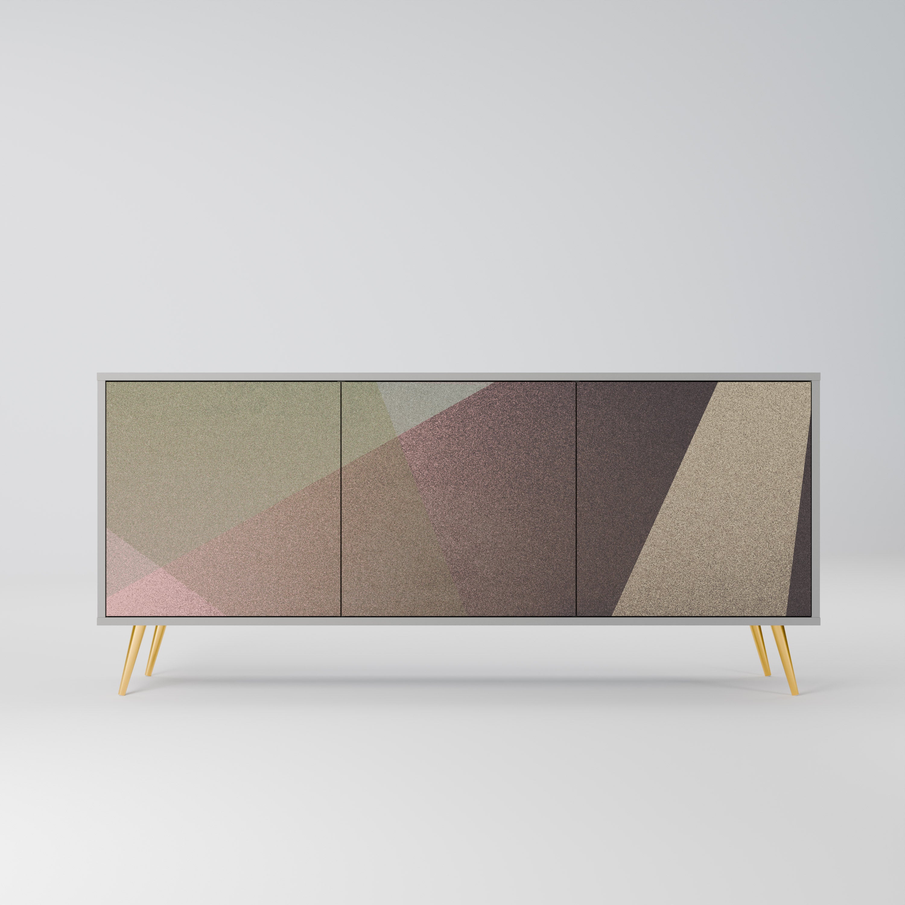 BEIGE GEOMETRY Sideboard mit 3 Türen in Grau