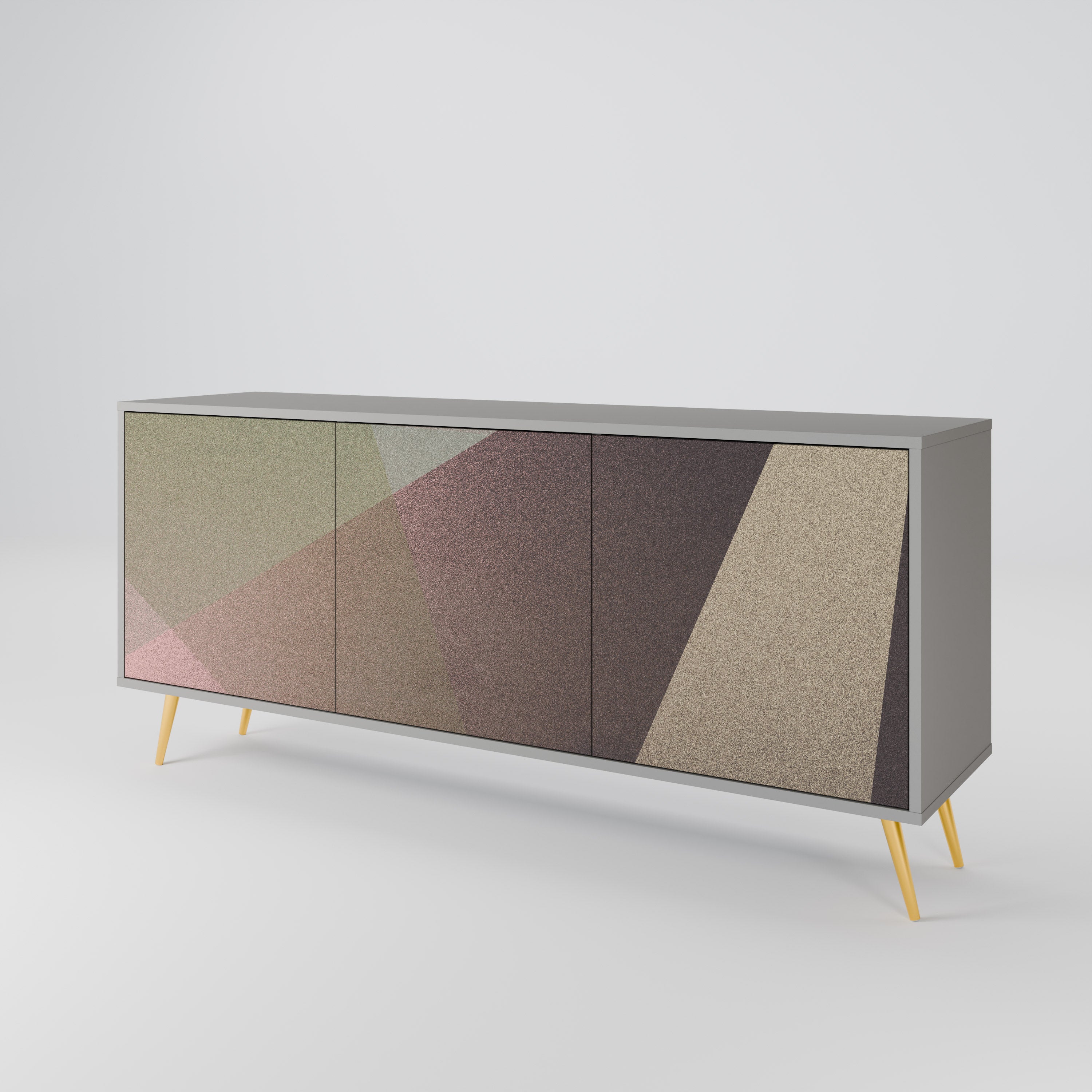 BEIGE GEOMETRY Sideboard mit 3 Türen in Grau