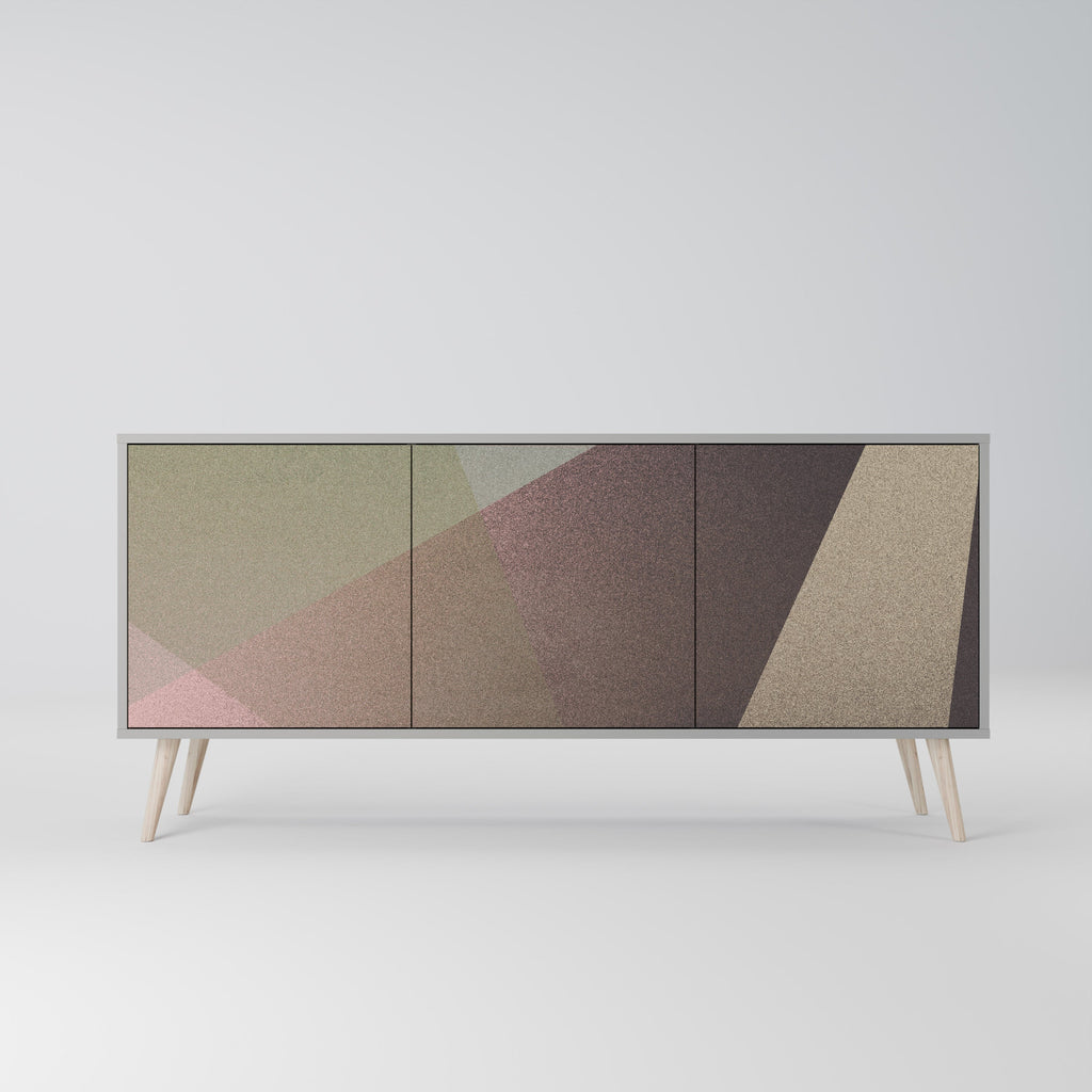 BEIGE GEOMETRY Sideboard mit 3 Türen in Grau