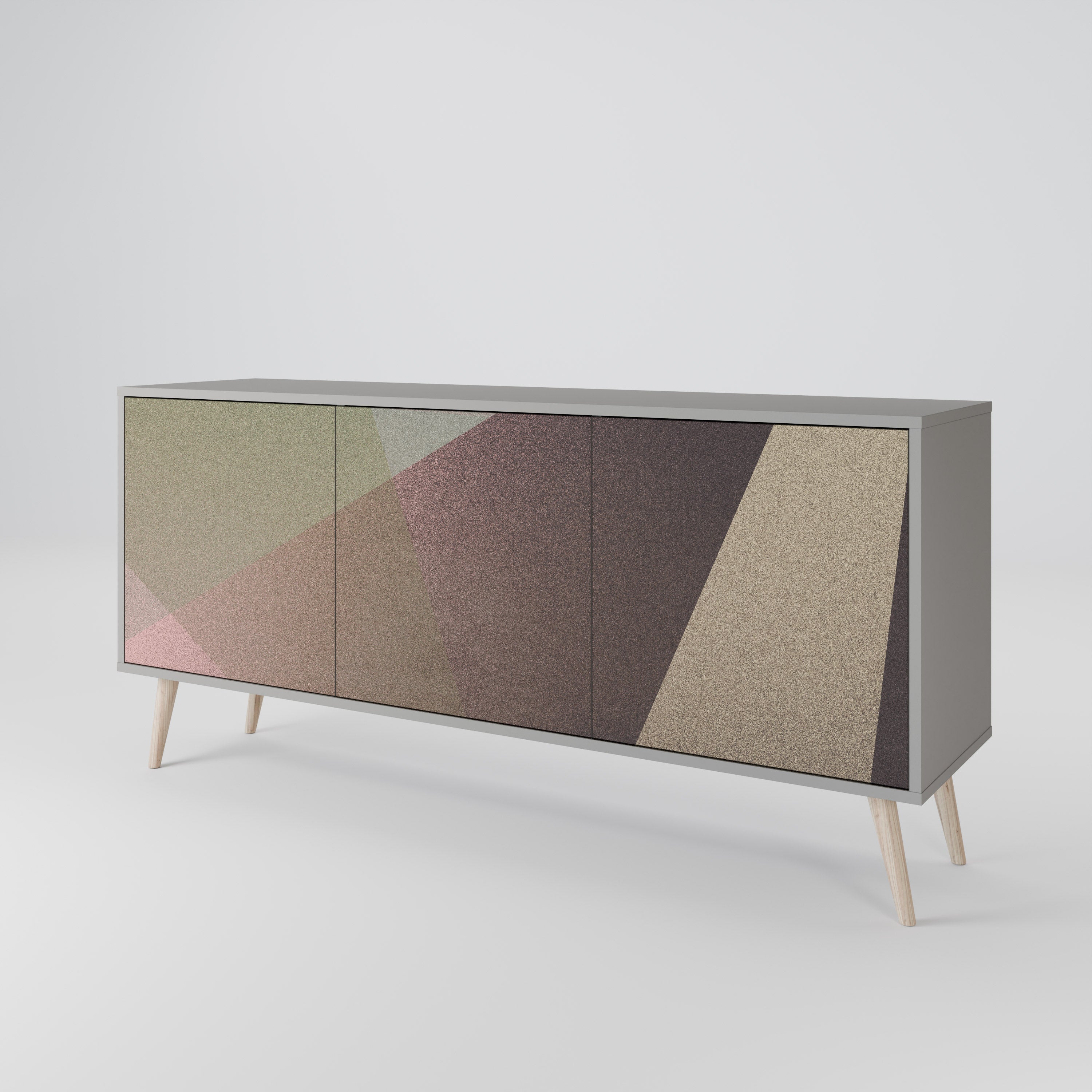 BEIGE GEOMETRY Sideboard mit 3 Türen in Grau
