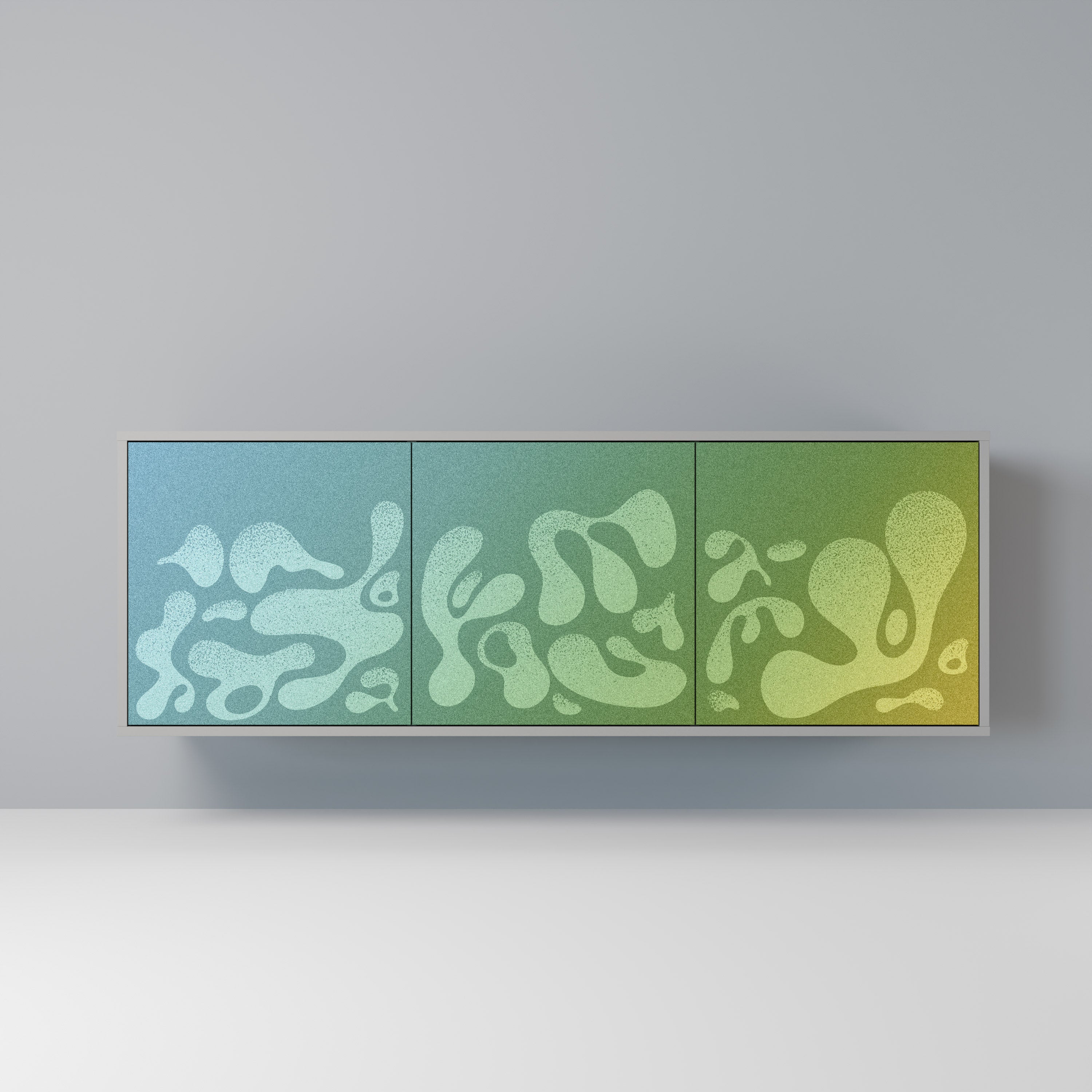 IRREGULAR BLUE Sideboard mit 3 Türen in Grau