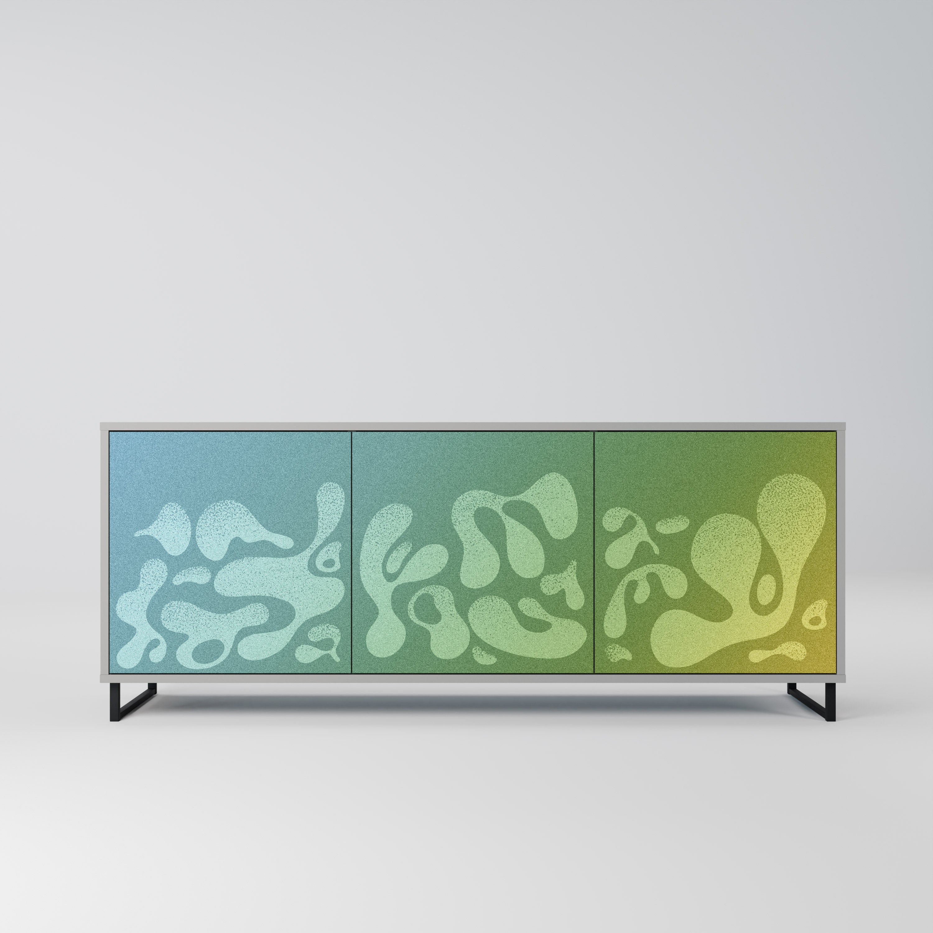 IRREGULAR BLUE Sideboard mit 3 Türen in Grau