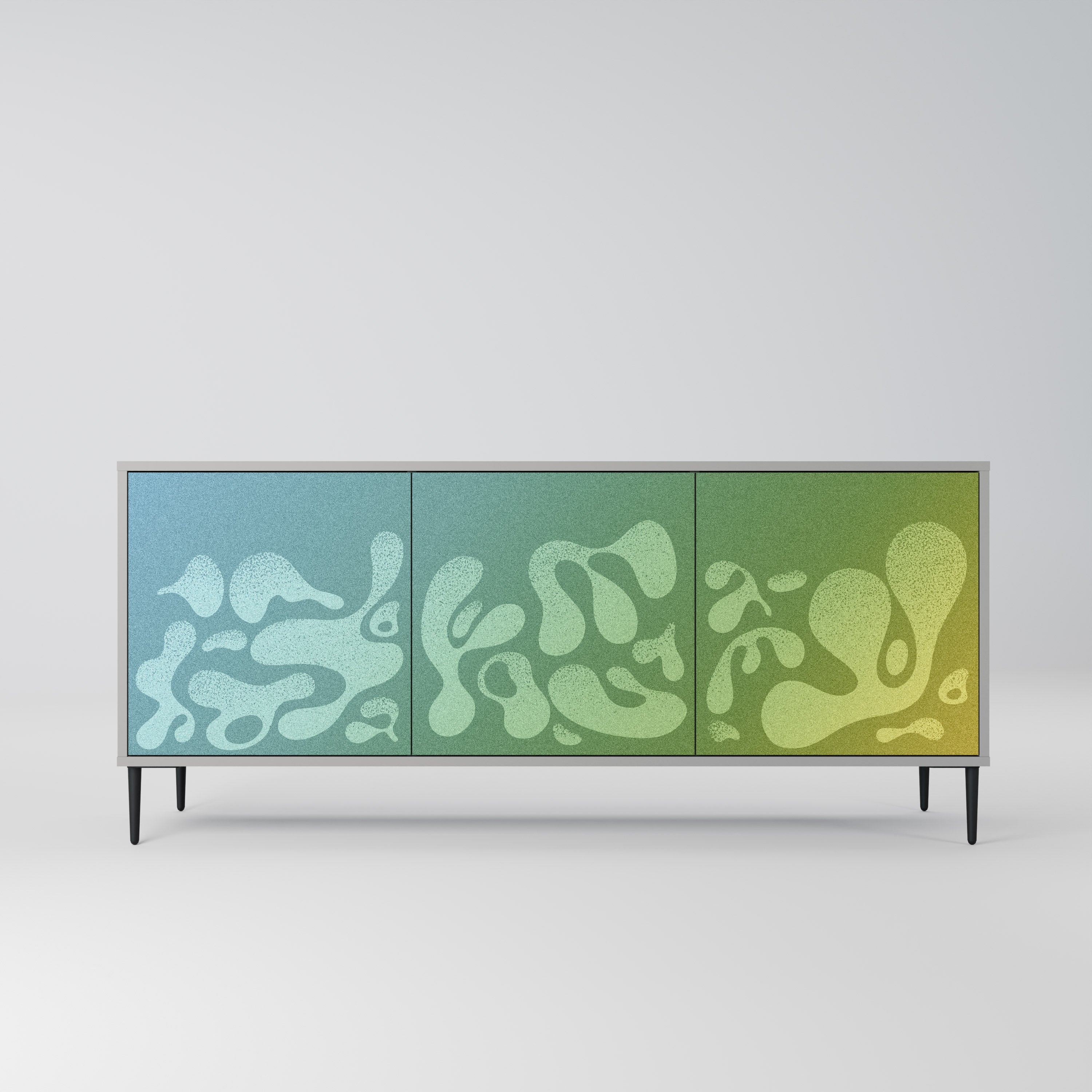 IRREGULAR BLUE Sideboard mit 3 Türen in Grau