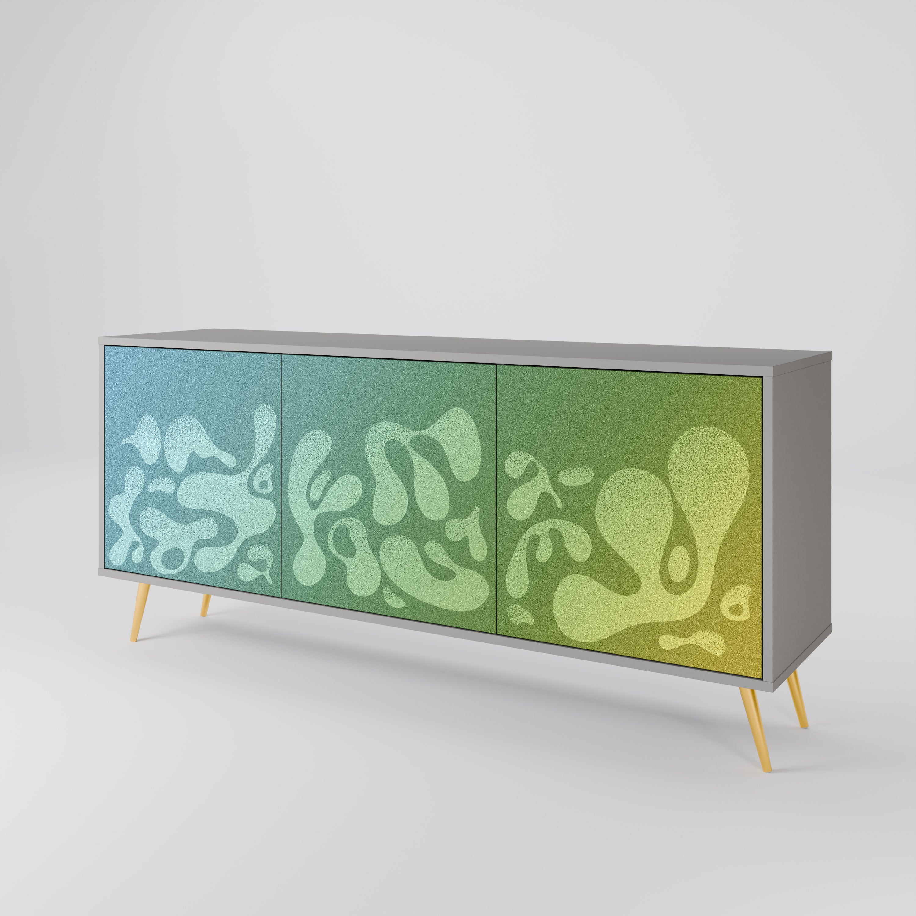 IRREGULAR BLUE Sideboard mit 3 Türen in Grau