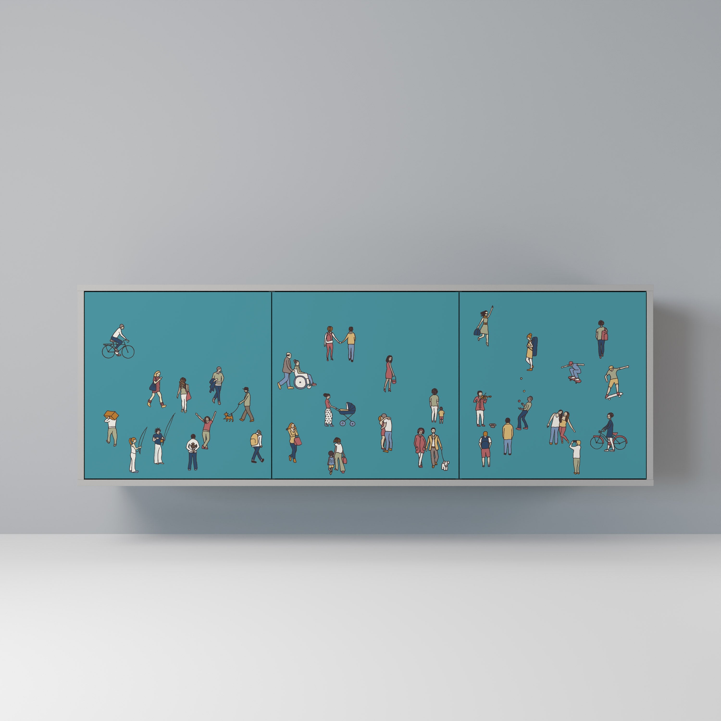 COLLECTIVE STREAM Sideboard mit 3 Türen in Grau