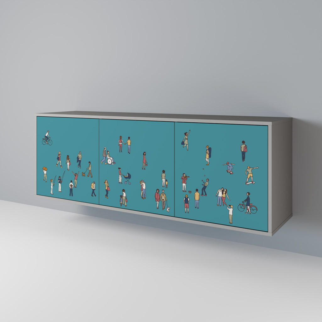 COLLECTIVE STREAM Sideboard mit 3 Türen in Grau