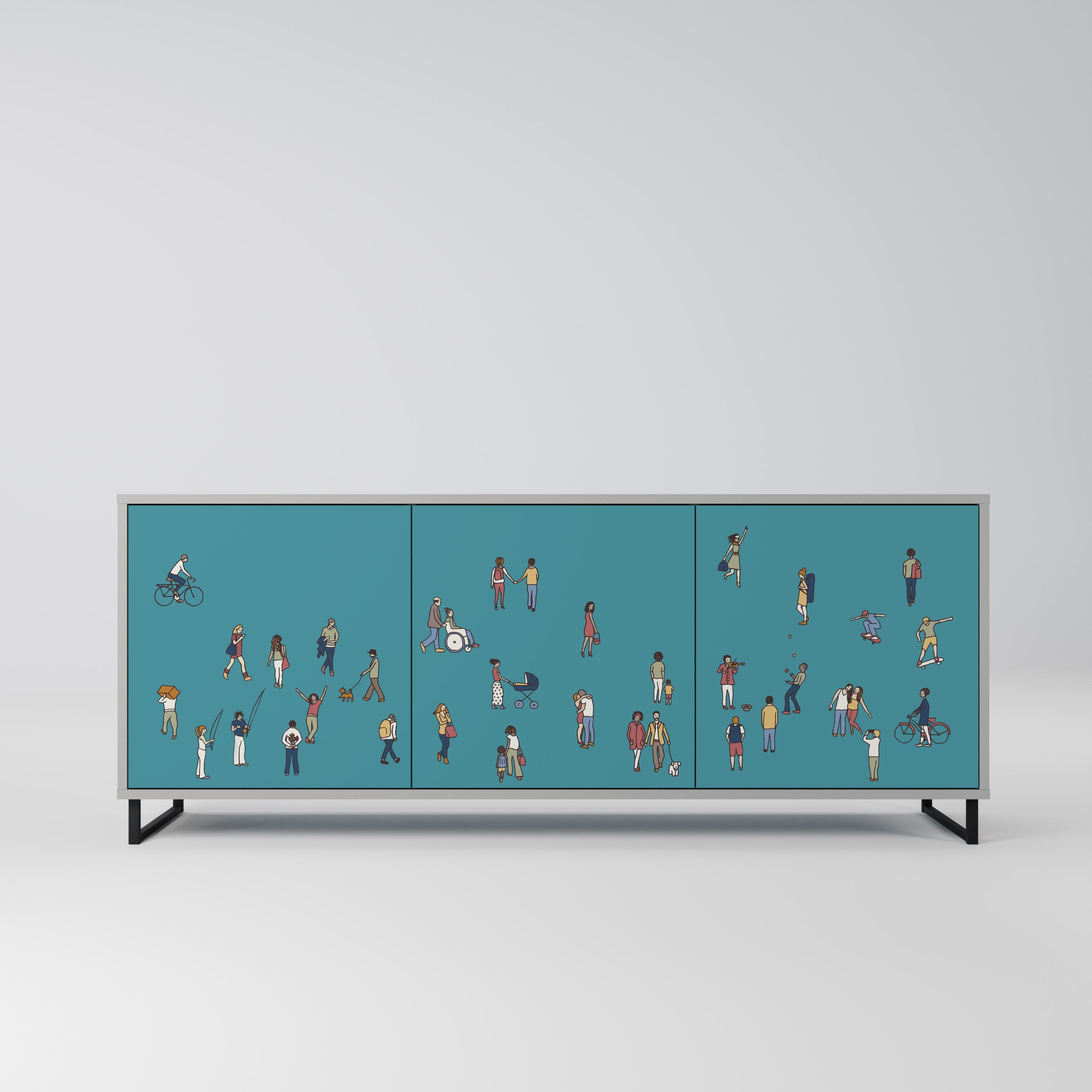 COLLECTIVE STREAM Sideboard mit 3 Türen in Grau