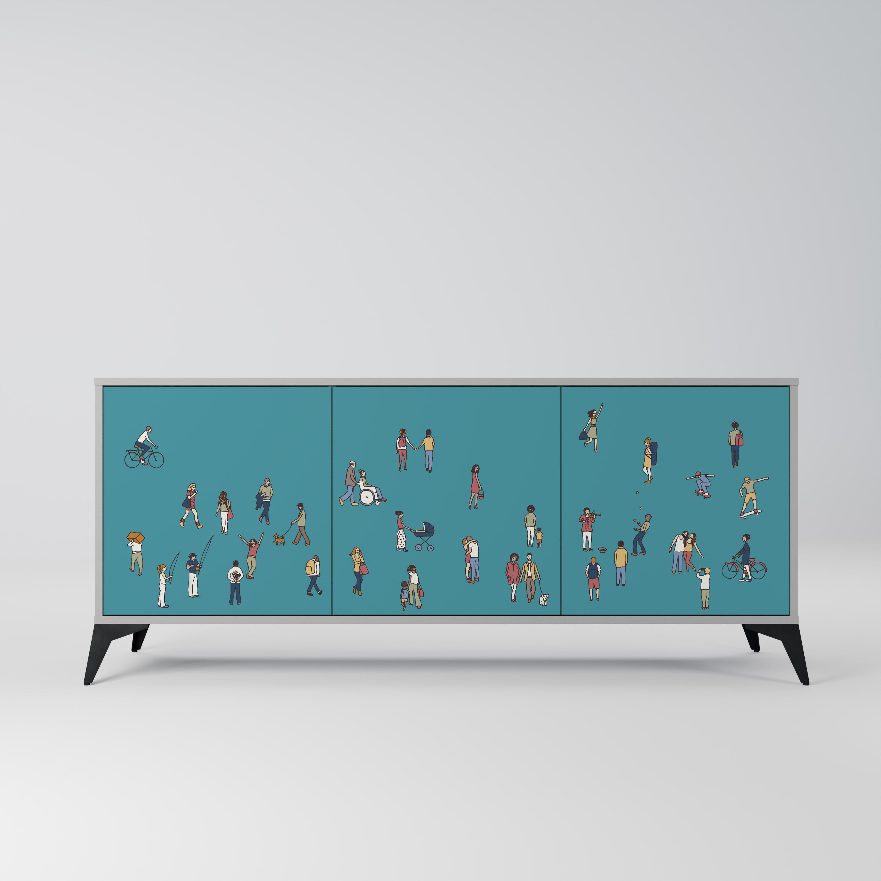 COLLECTIVE STREAM Sideboard mit 3 Türen in Grau