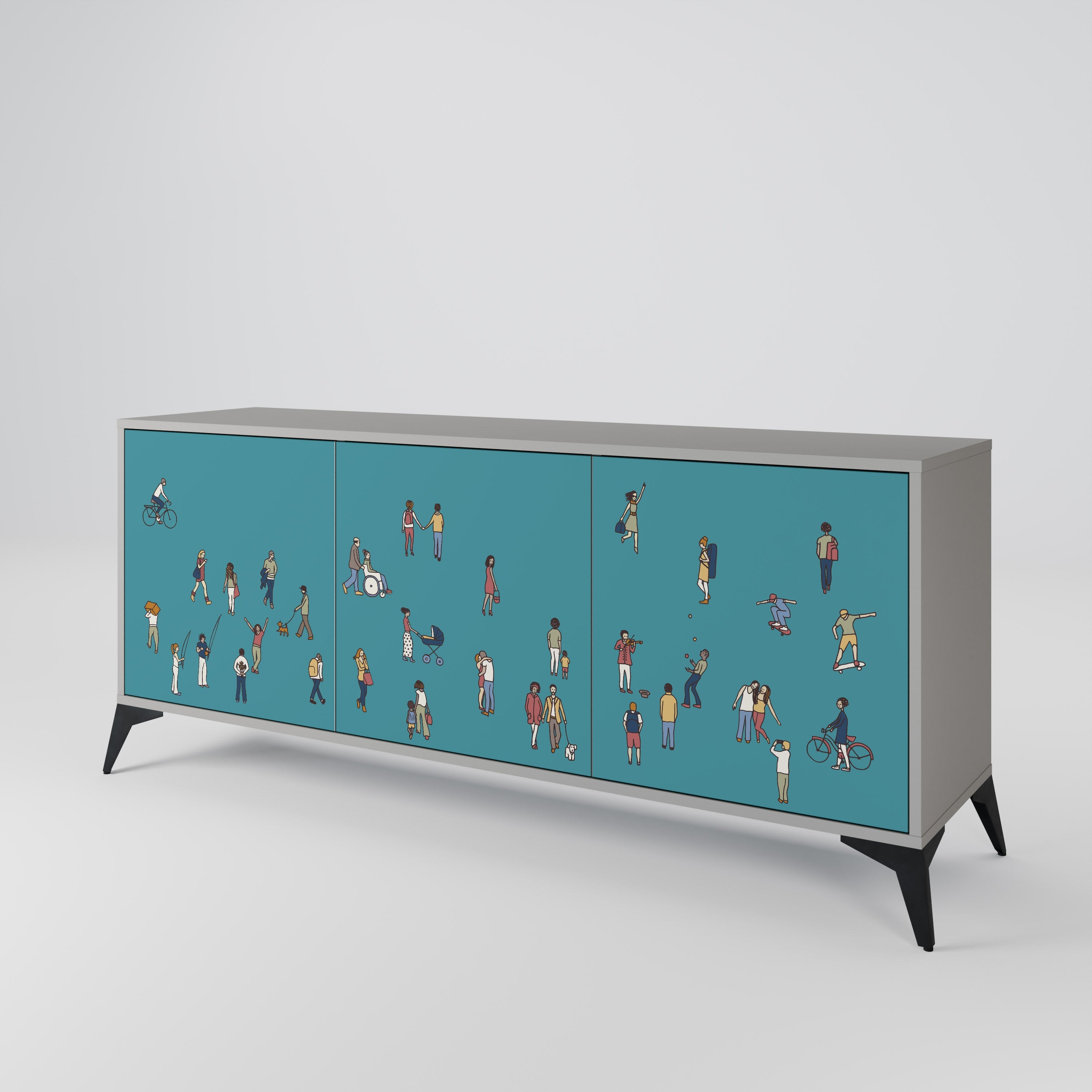 COLLECTIVE STREAM Sideboard mit 3 Türen in Grau