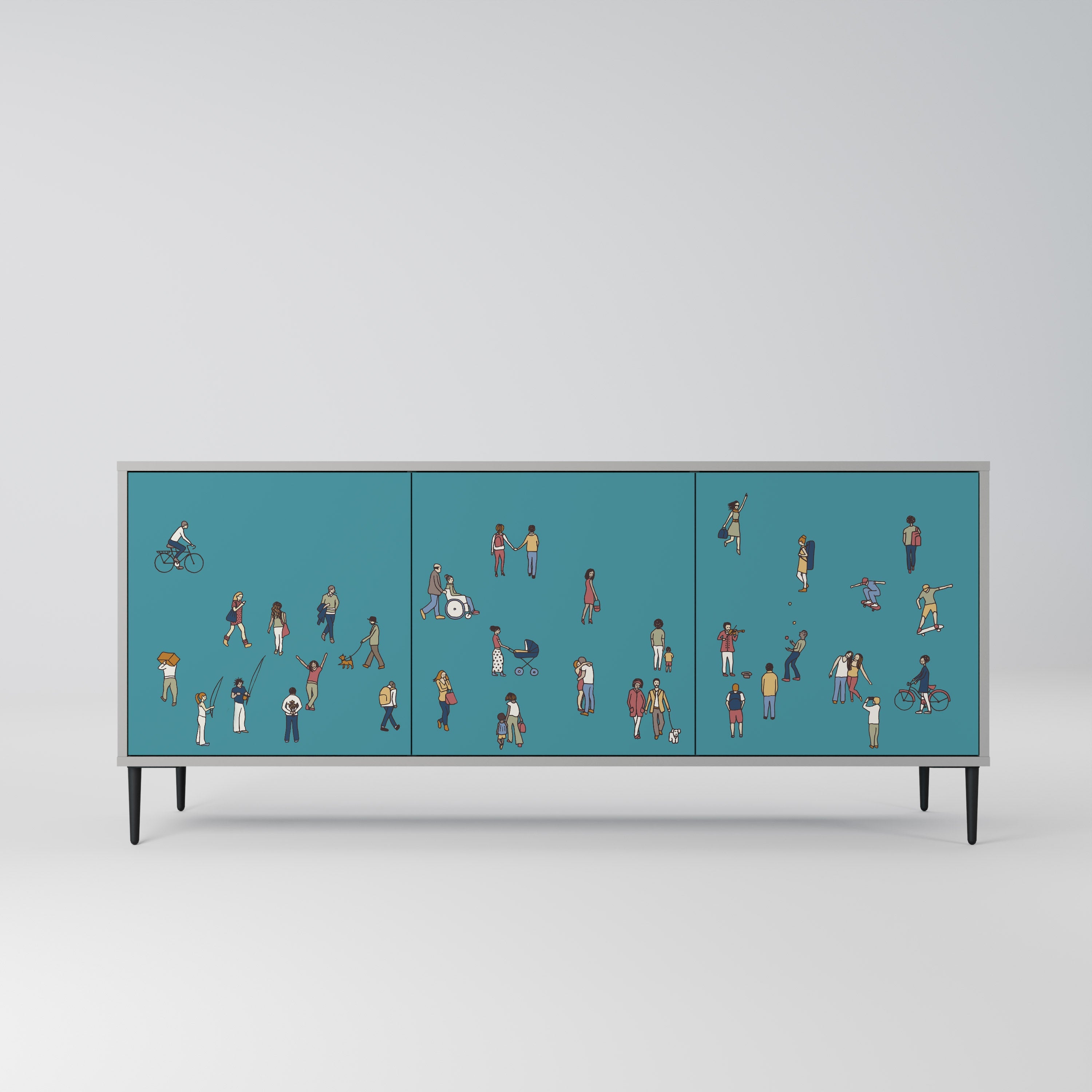COLLECTIVE STREAM Sideboard mit 3 Türen in Grau