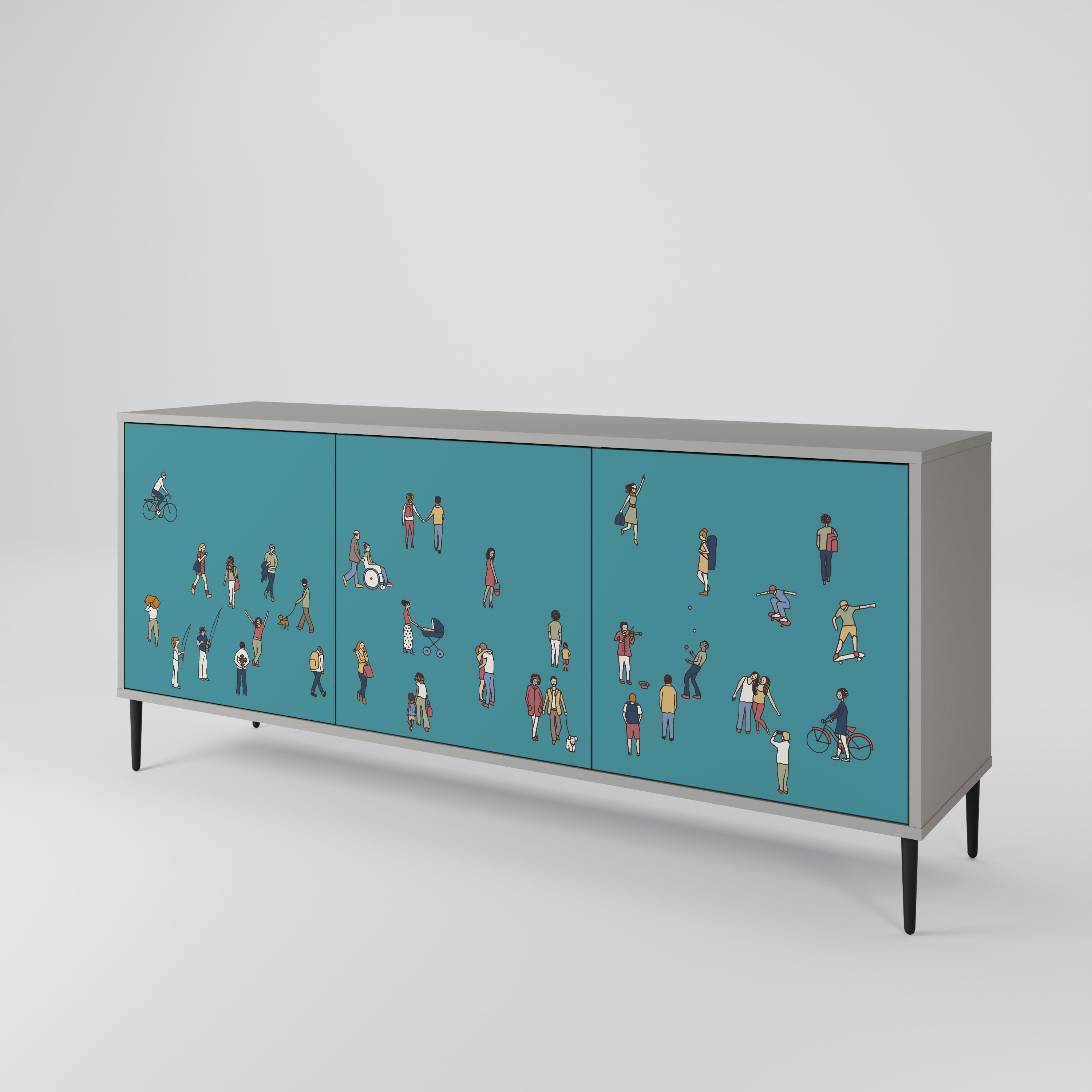 COLLECTIVE STREAM Sideboard mit 3 Türen in Grau