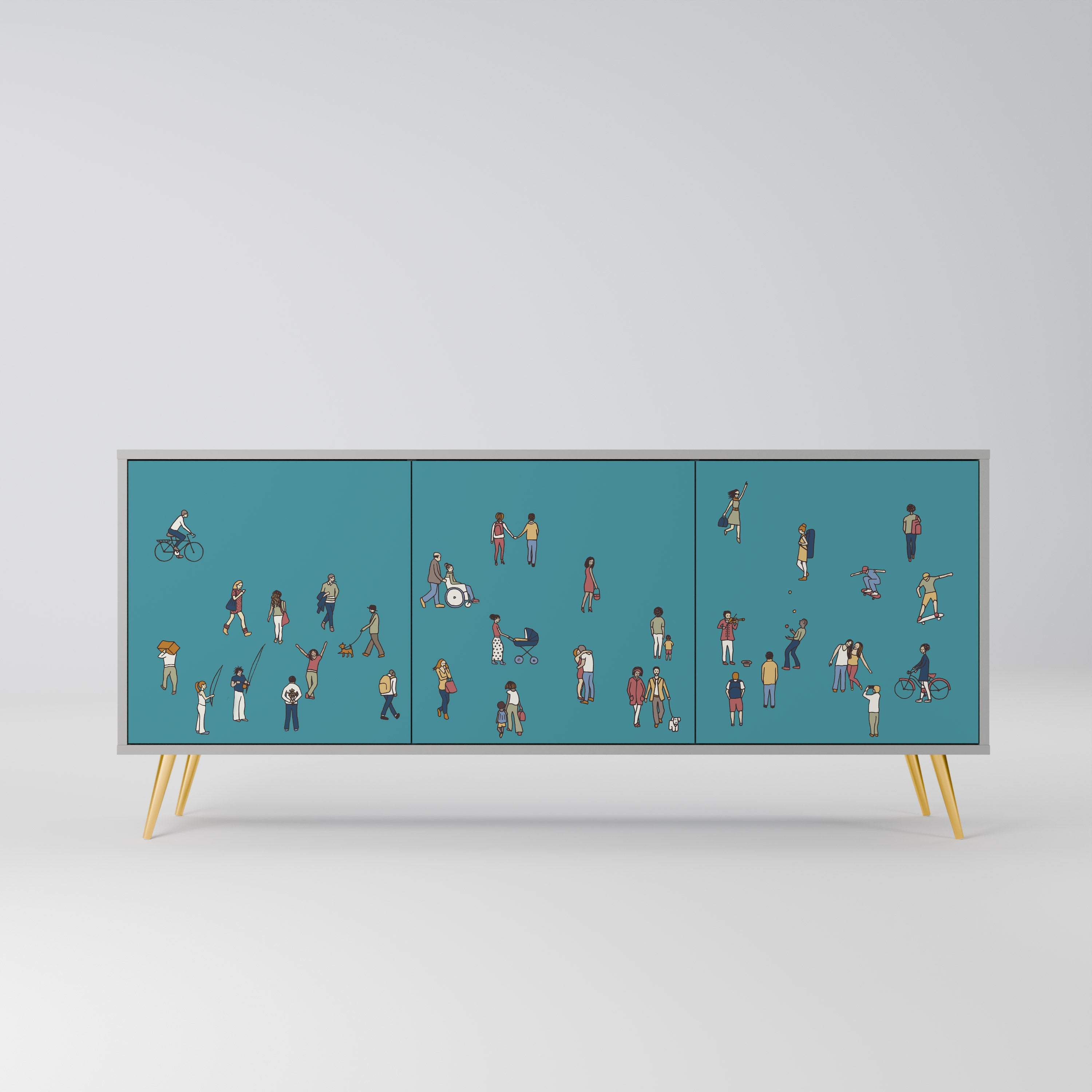 COLLECTIVE STREAM Sideboard mit 3 Türen in Grau