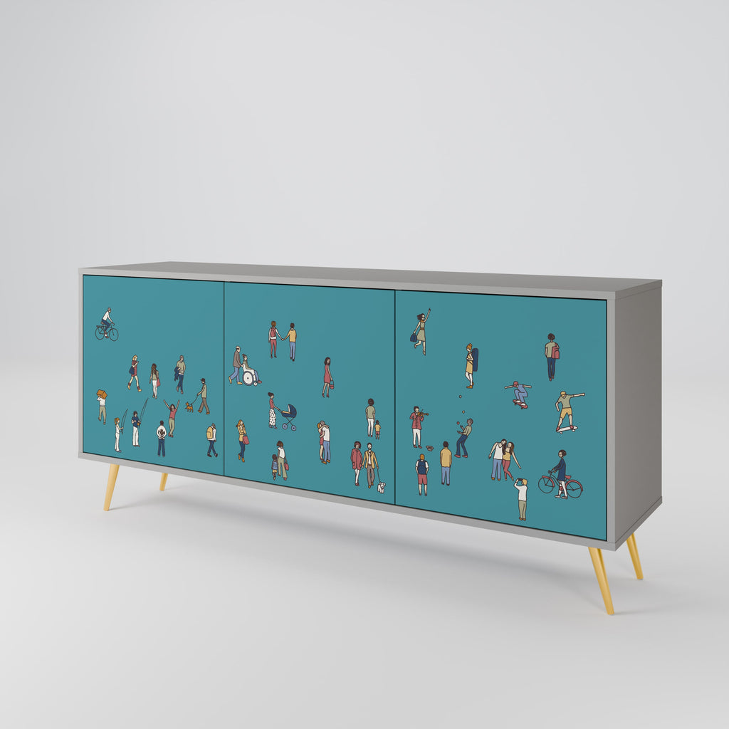 COLLECTIVE STREAM Sideboard mit 3 Türen in Grau