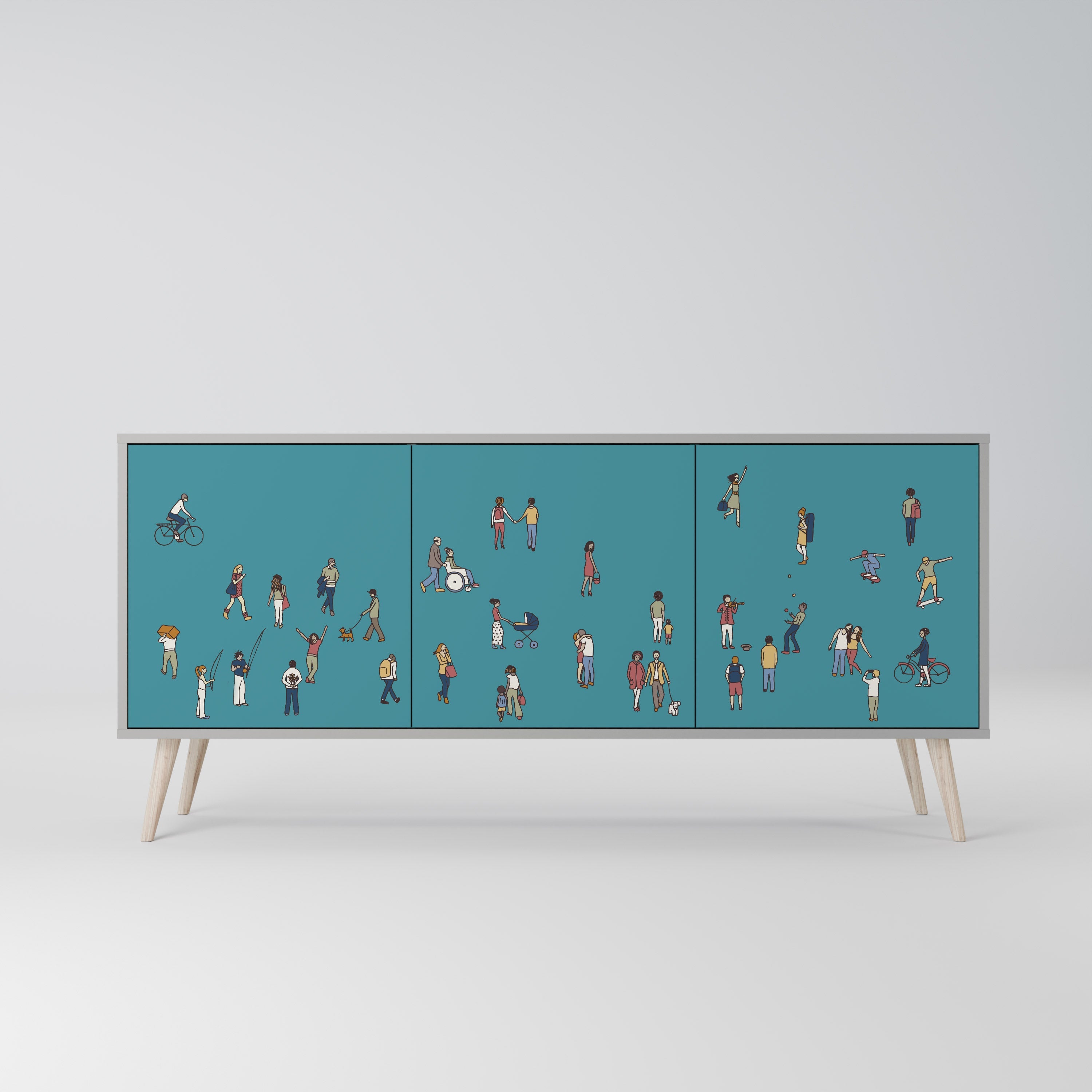 COLLECTIVE STREAM Sideboard mit 3 Türen in Grau