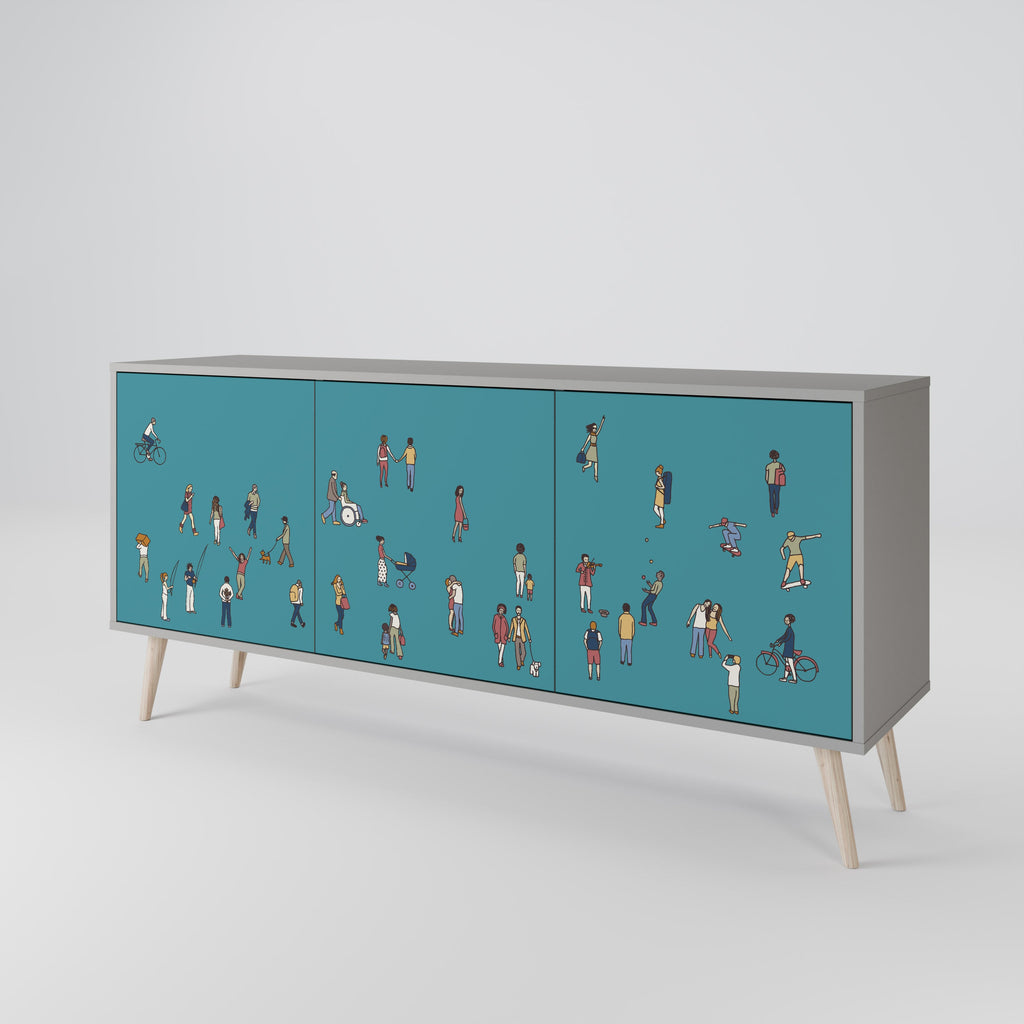 COLLECTIVE STREAM Sideboard mit 3 Türen in Grau